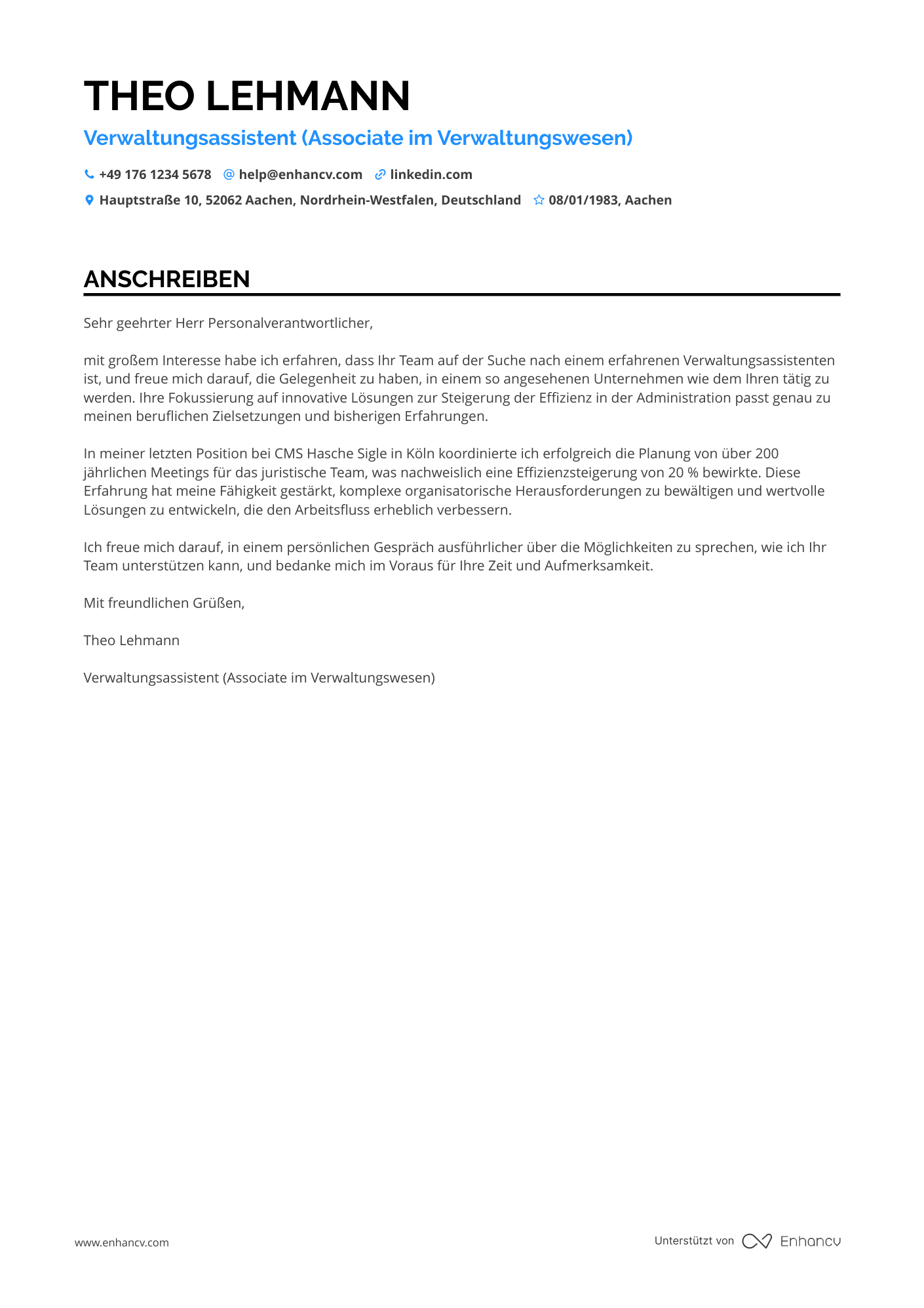 Verwaltungsassistent für Rechtsangelegenheiten