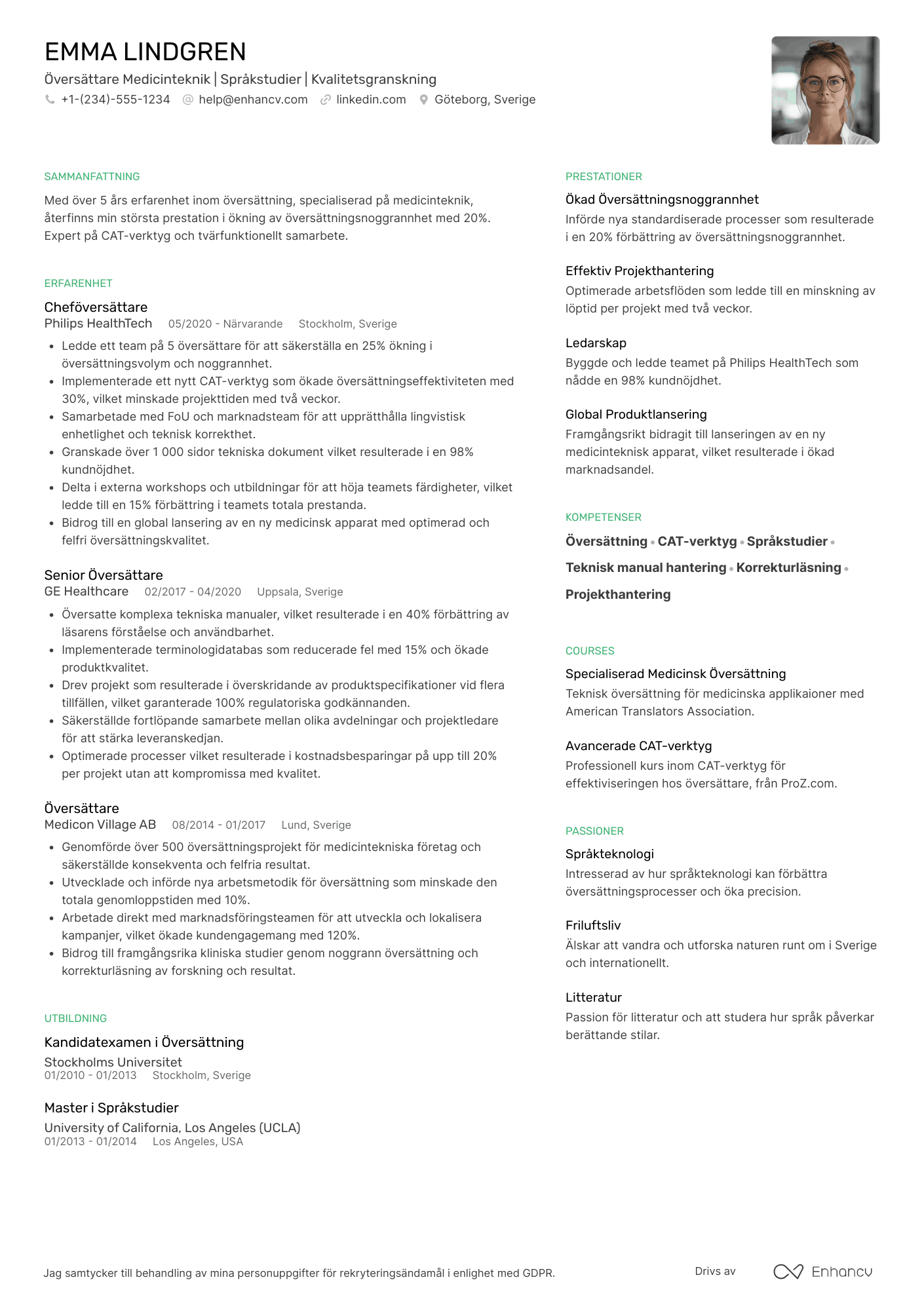 CV för Översättare Medicinteknik