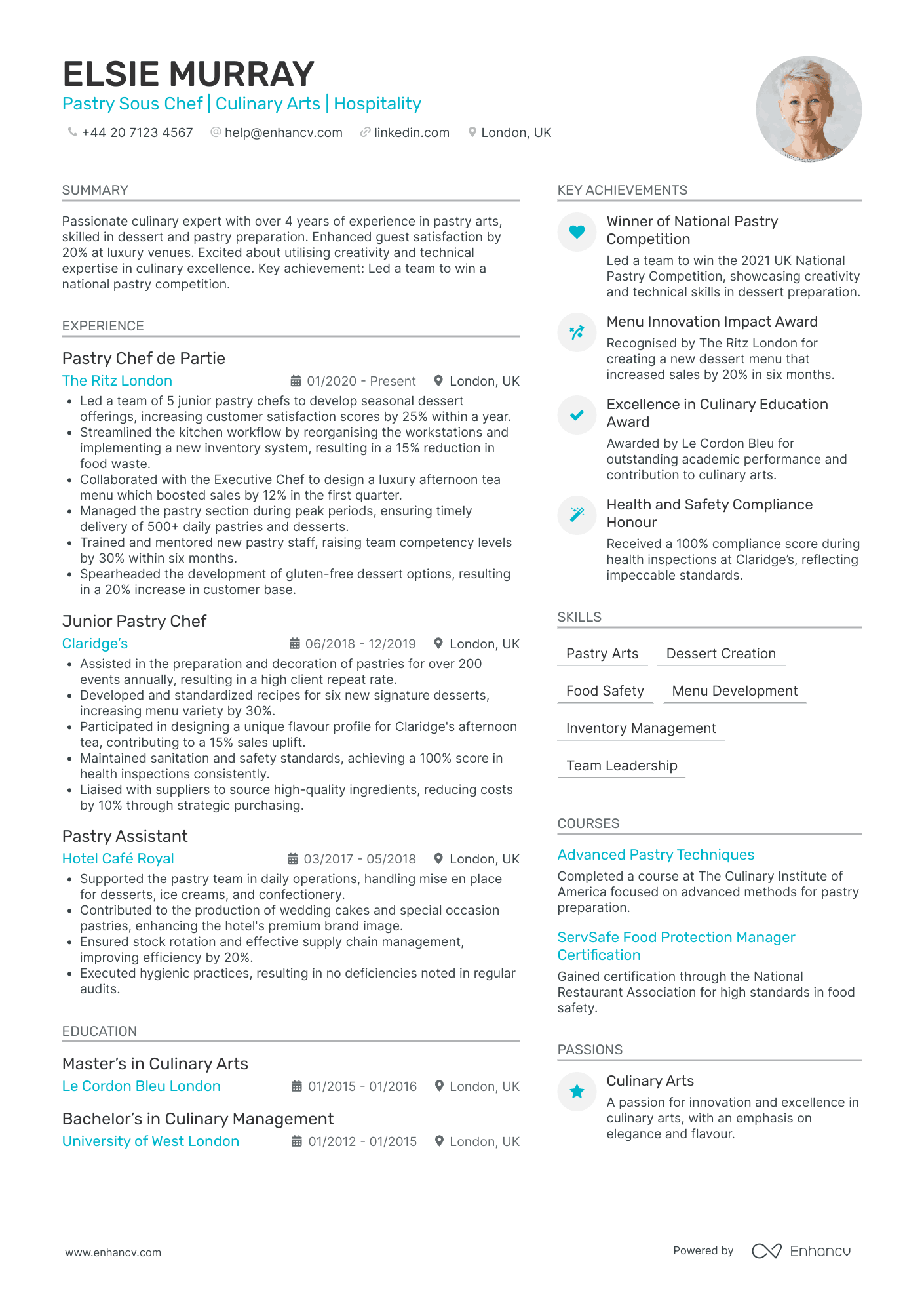 Cruise Ship Pastry Chef CV Examples