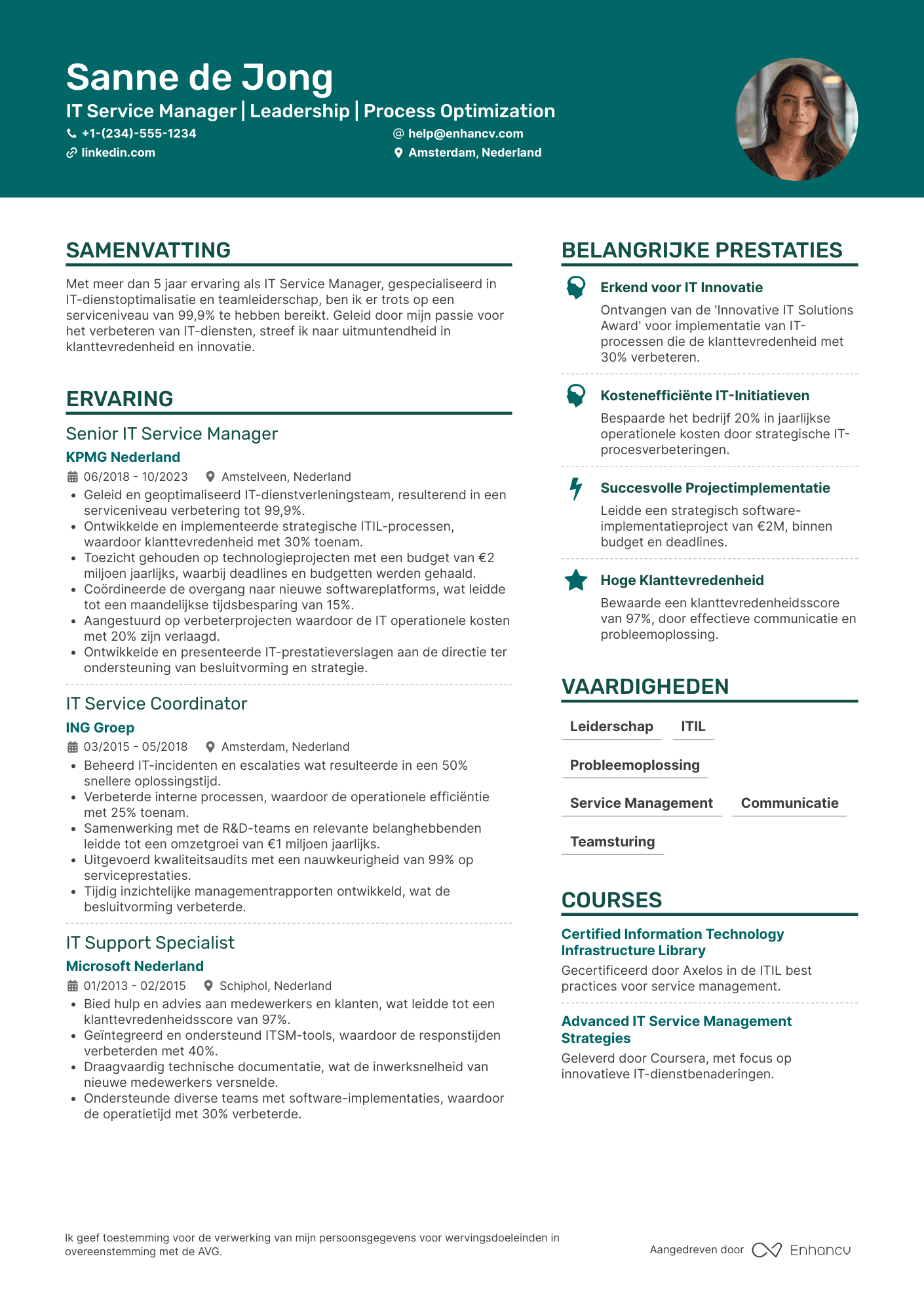 CV voor IT Service Manager