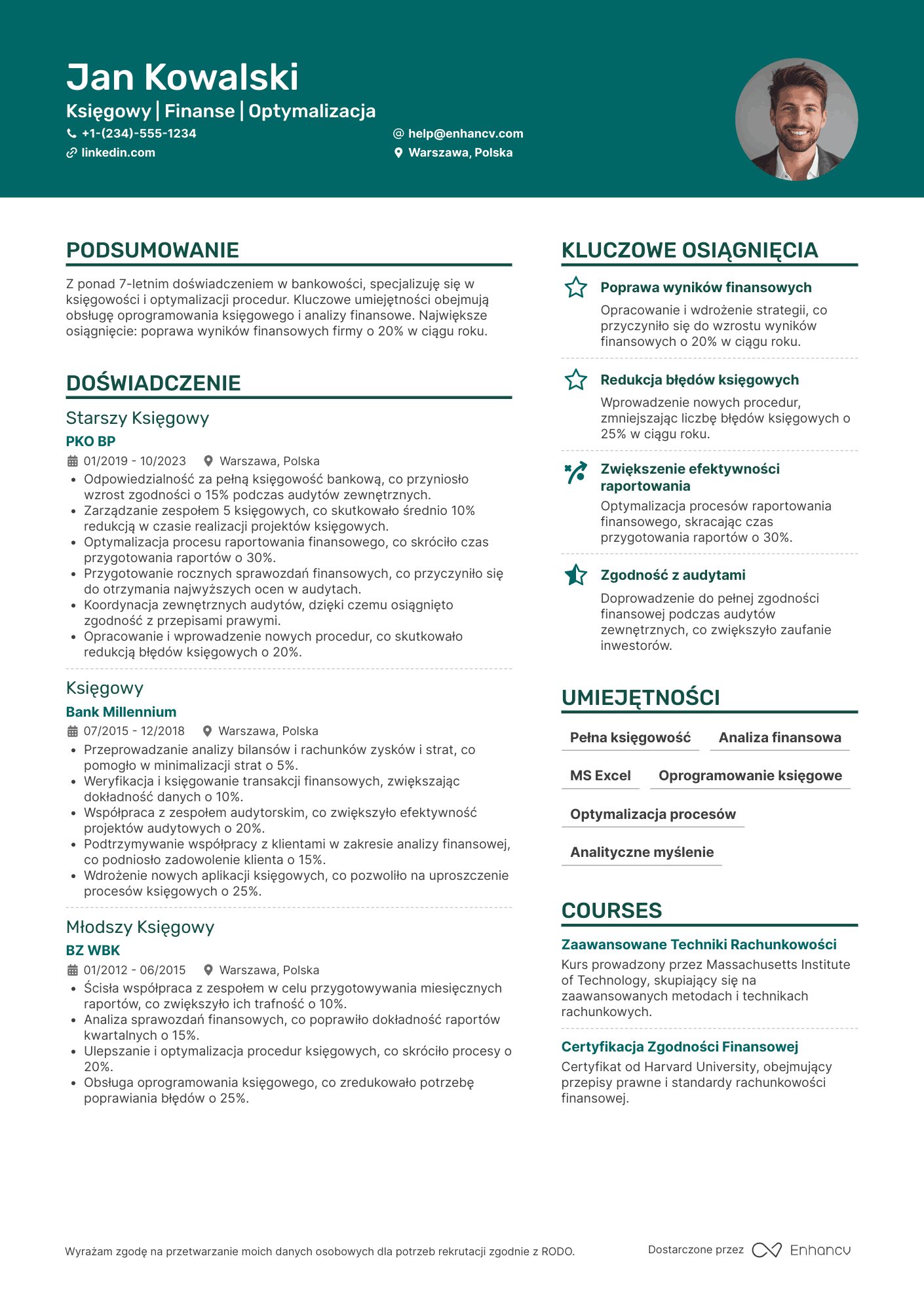 CV dla Księgowy w bankowości