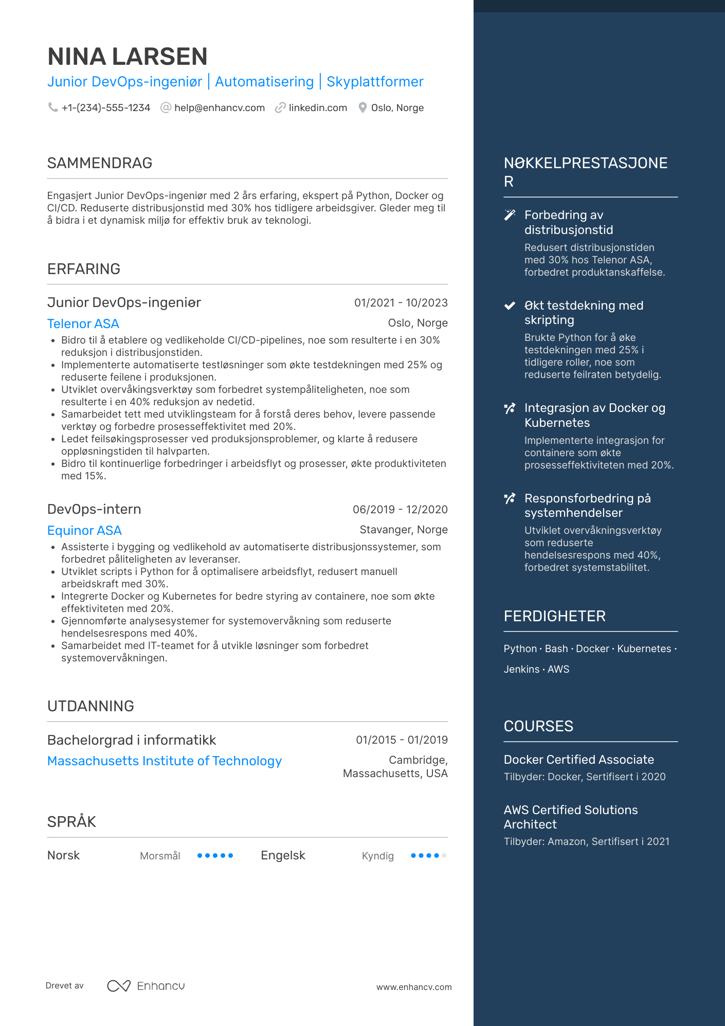 CV for Junior DevOps ingeniør