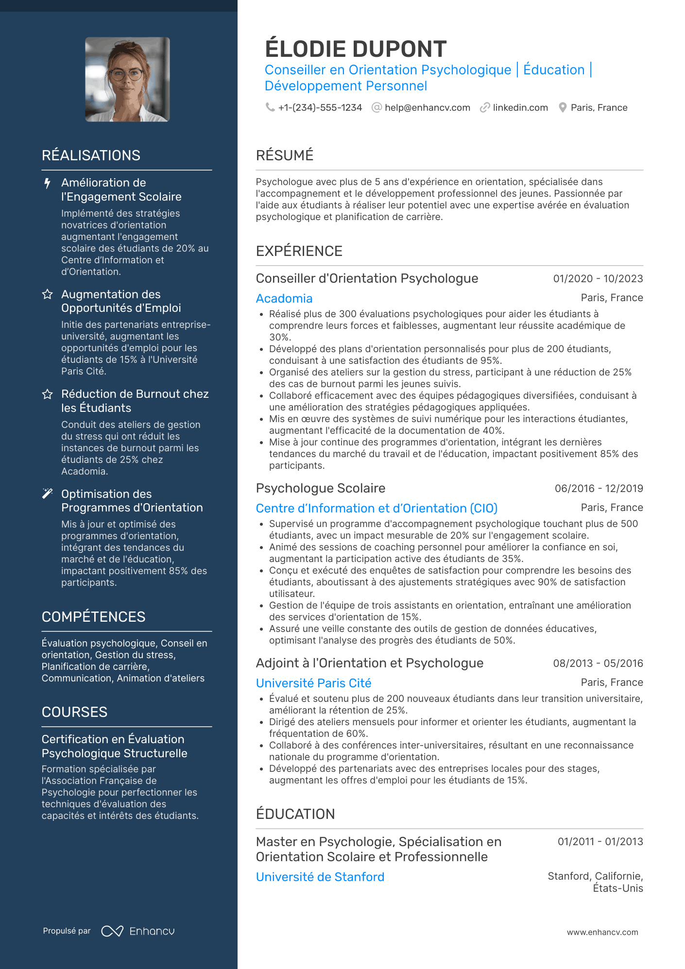 CV de conseiller d'orientation psychologue