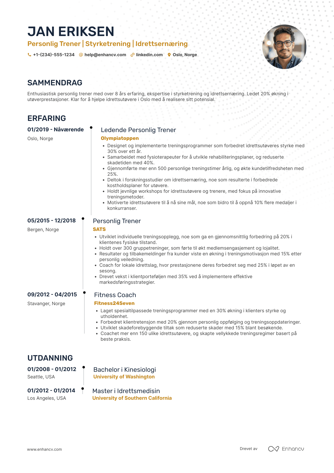 CV for Personlig trener for idrettsutøvere