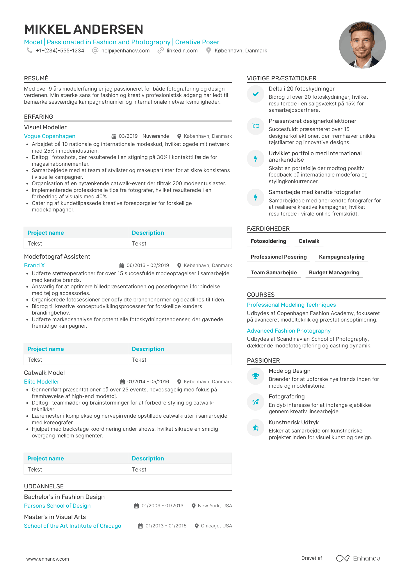 Højtydende medarbejder CV skabelon
