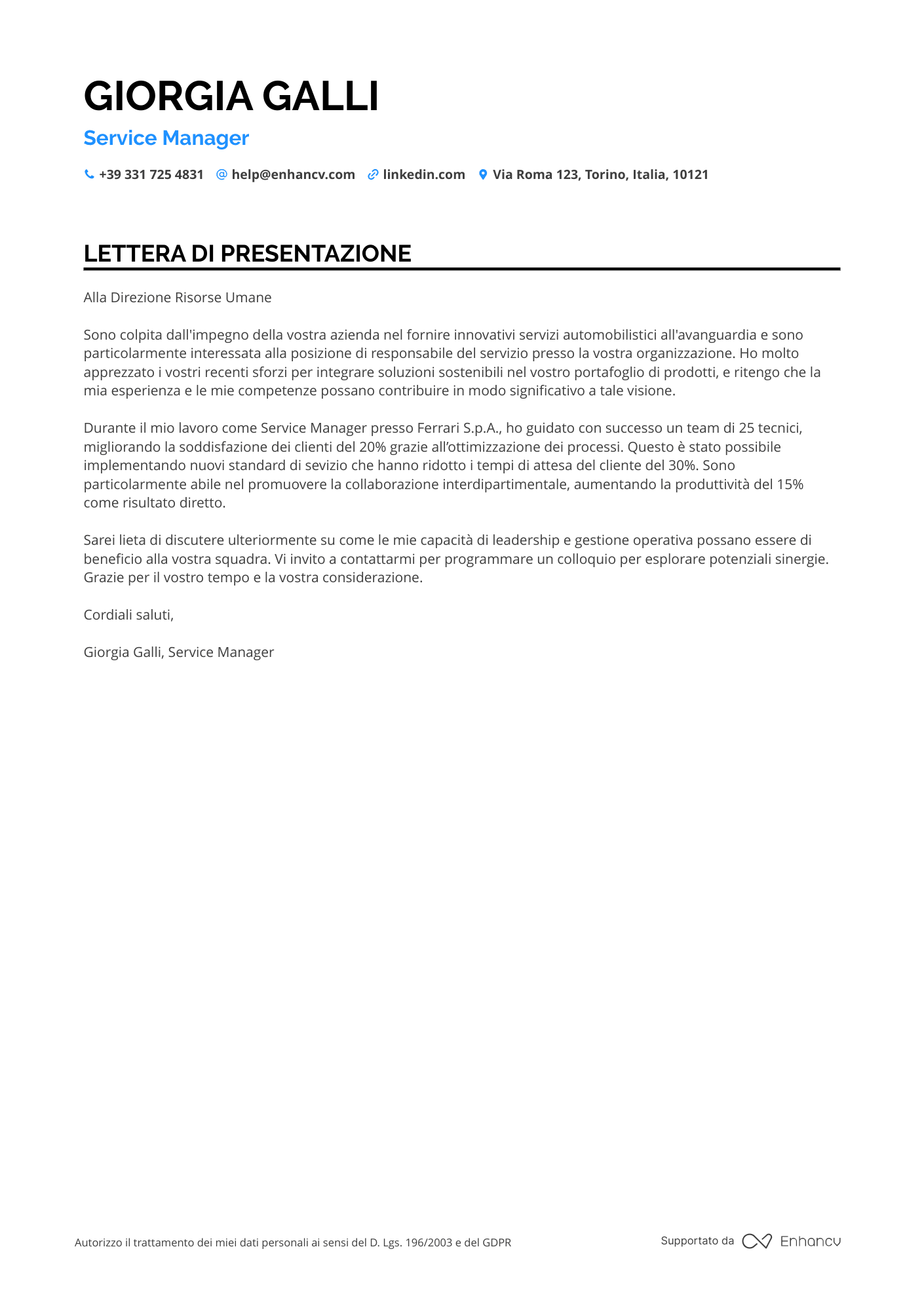 Responsabile del Servizio Clienti