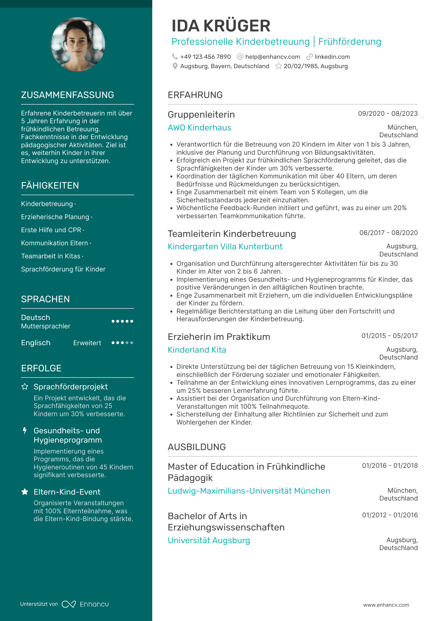 Lebenslauf in Babysitter in der Kindertagesstätte