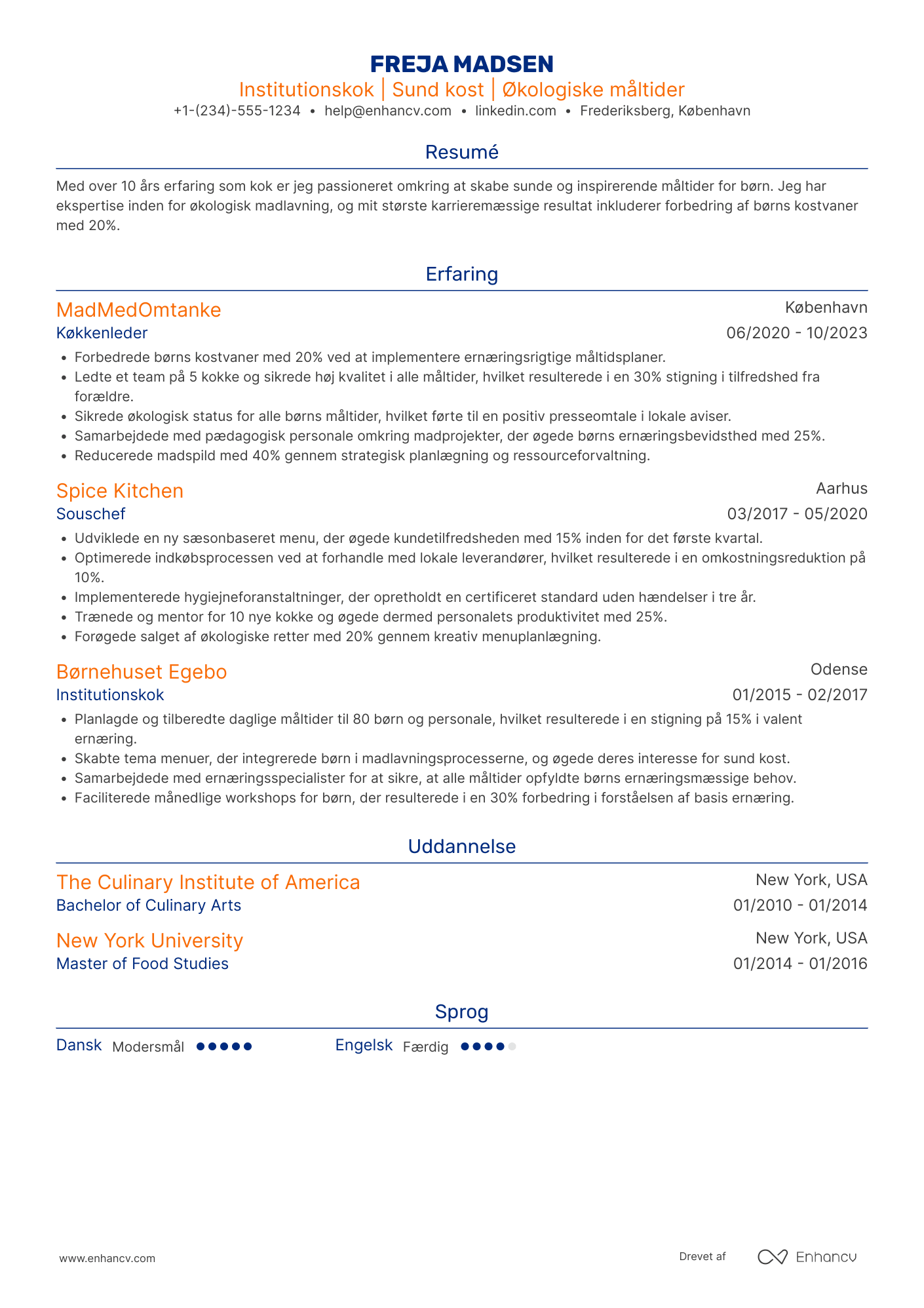 CV til Institutionskok