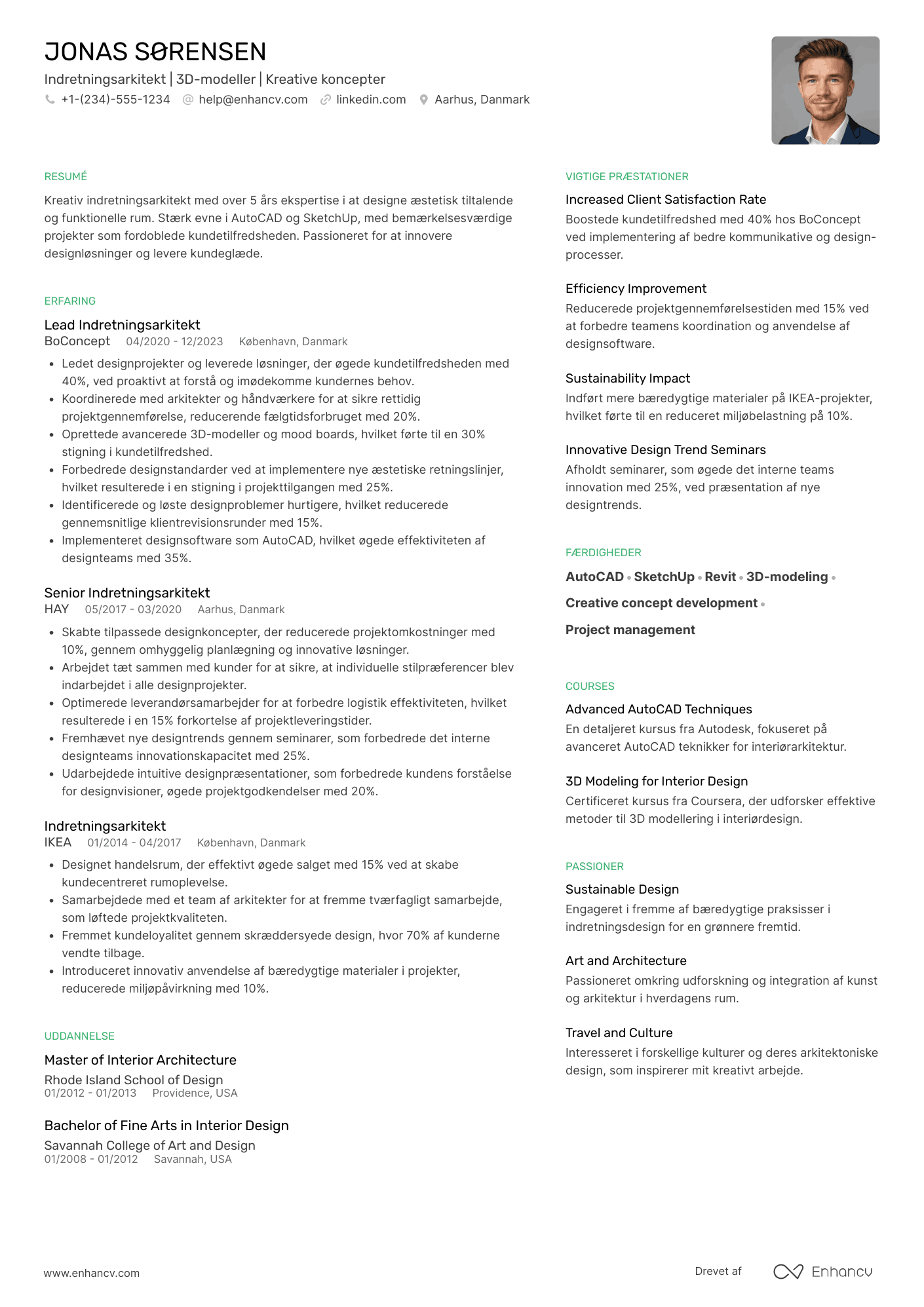 CV til Indretningsarkitekt