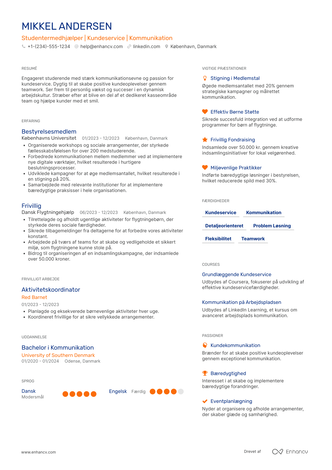 CV til Studentermedhjælper – kasse