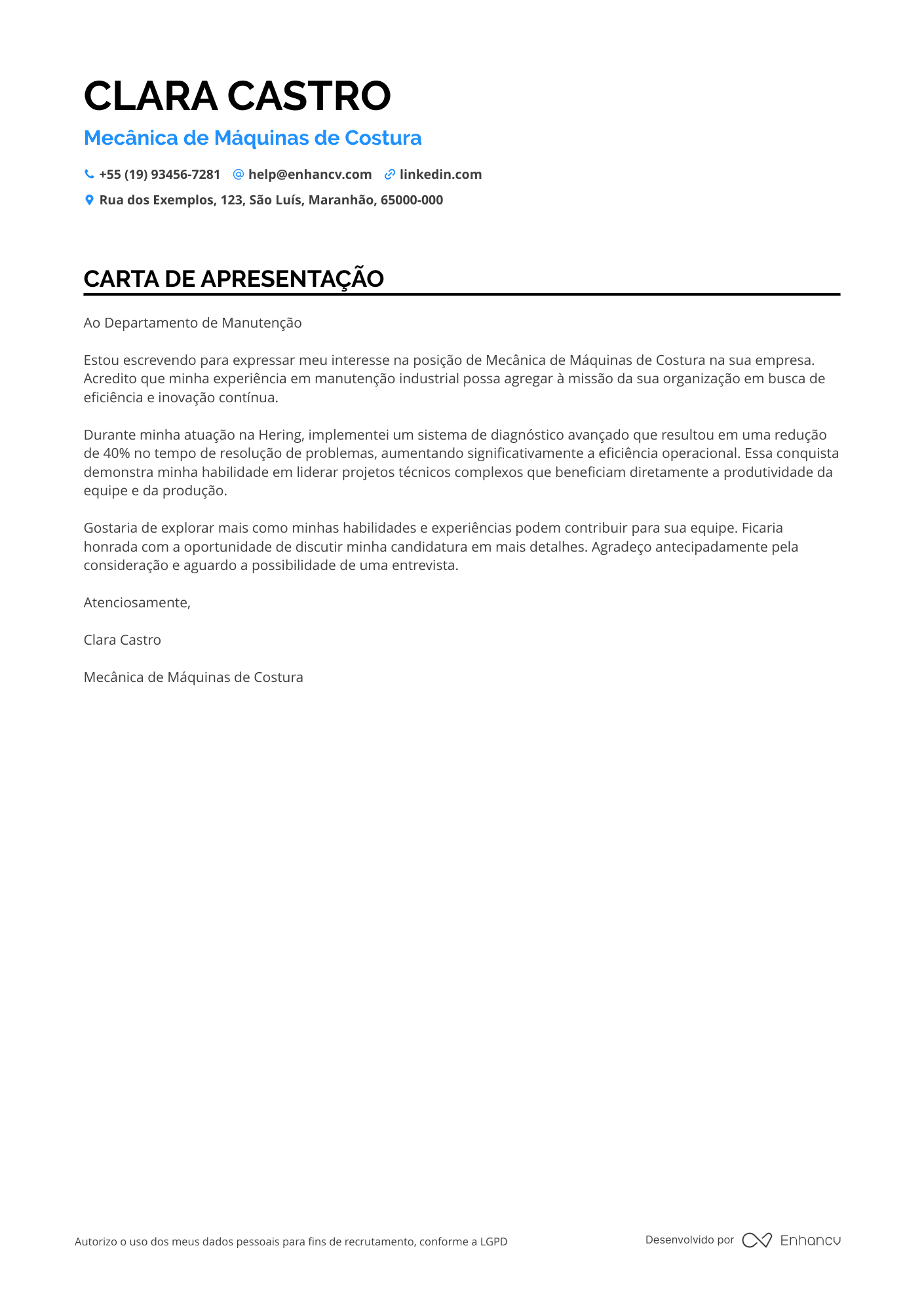 Mecânico de Manutenção de Máquinas de Costura