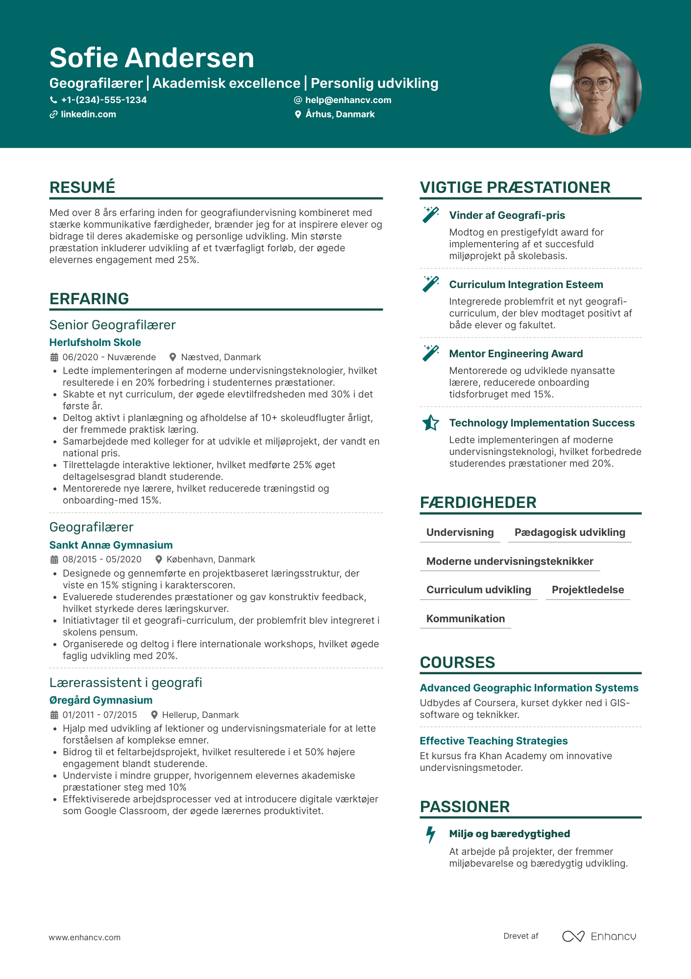 CV til Geografilærer