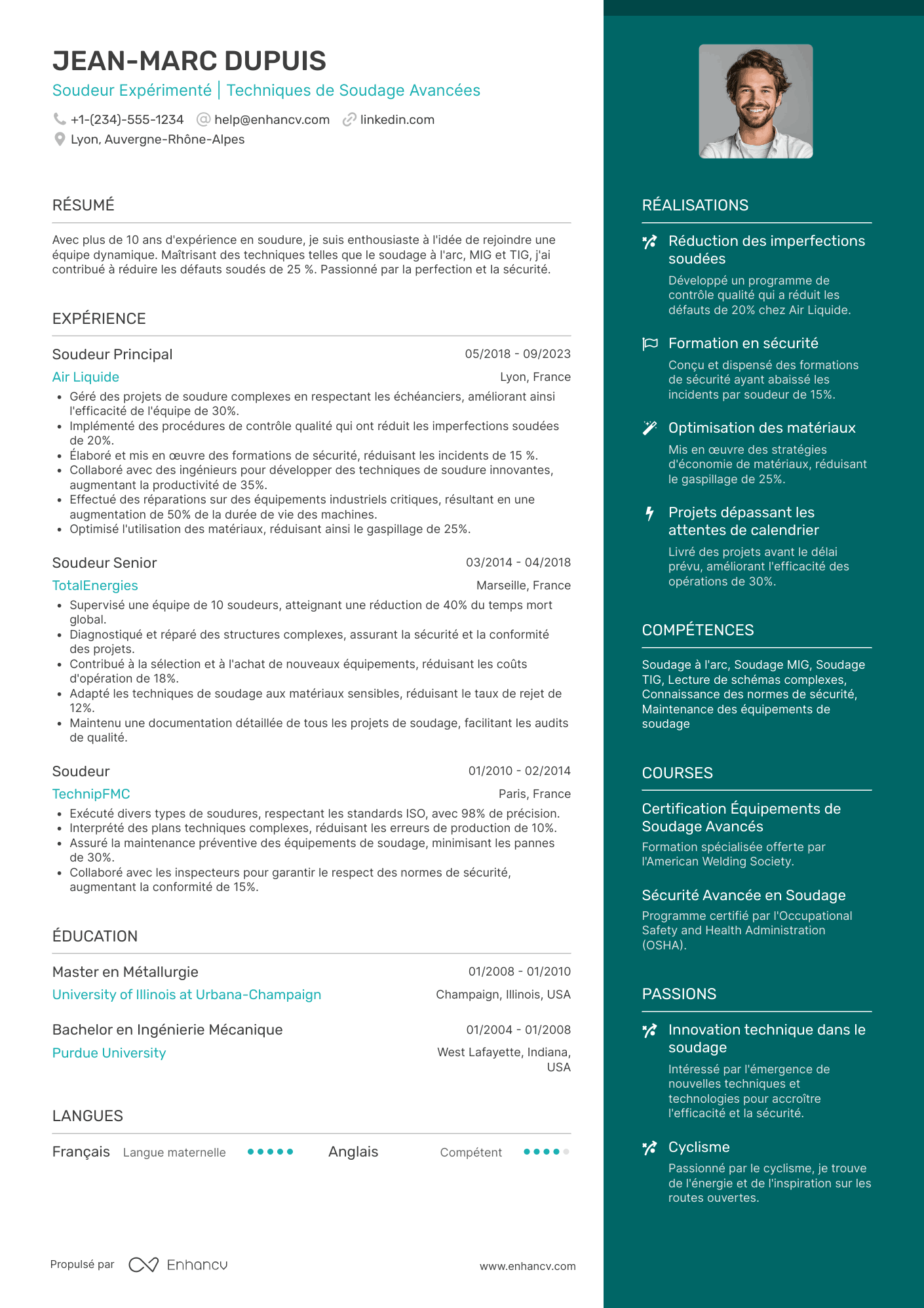 Exemple de CV de soudeur expérimenté