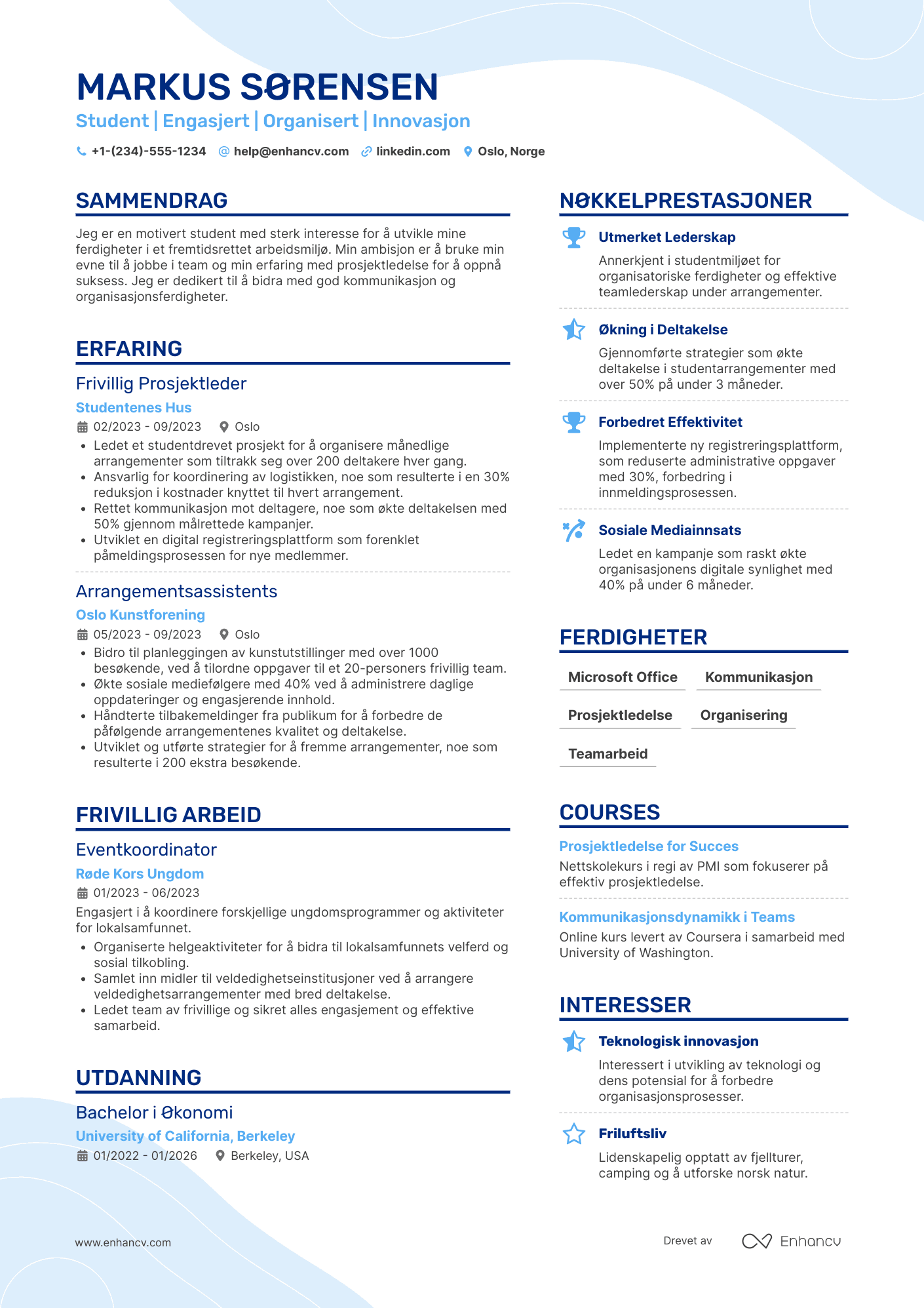 Dobbel kolonne CV mal