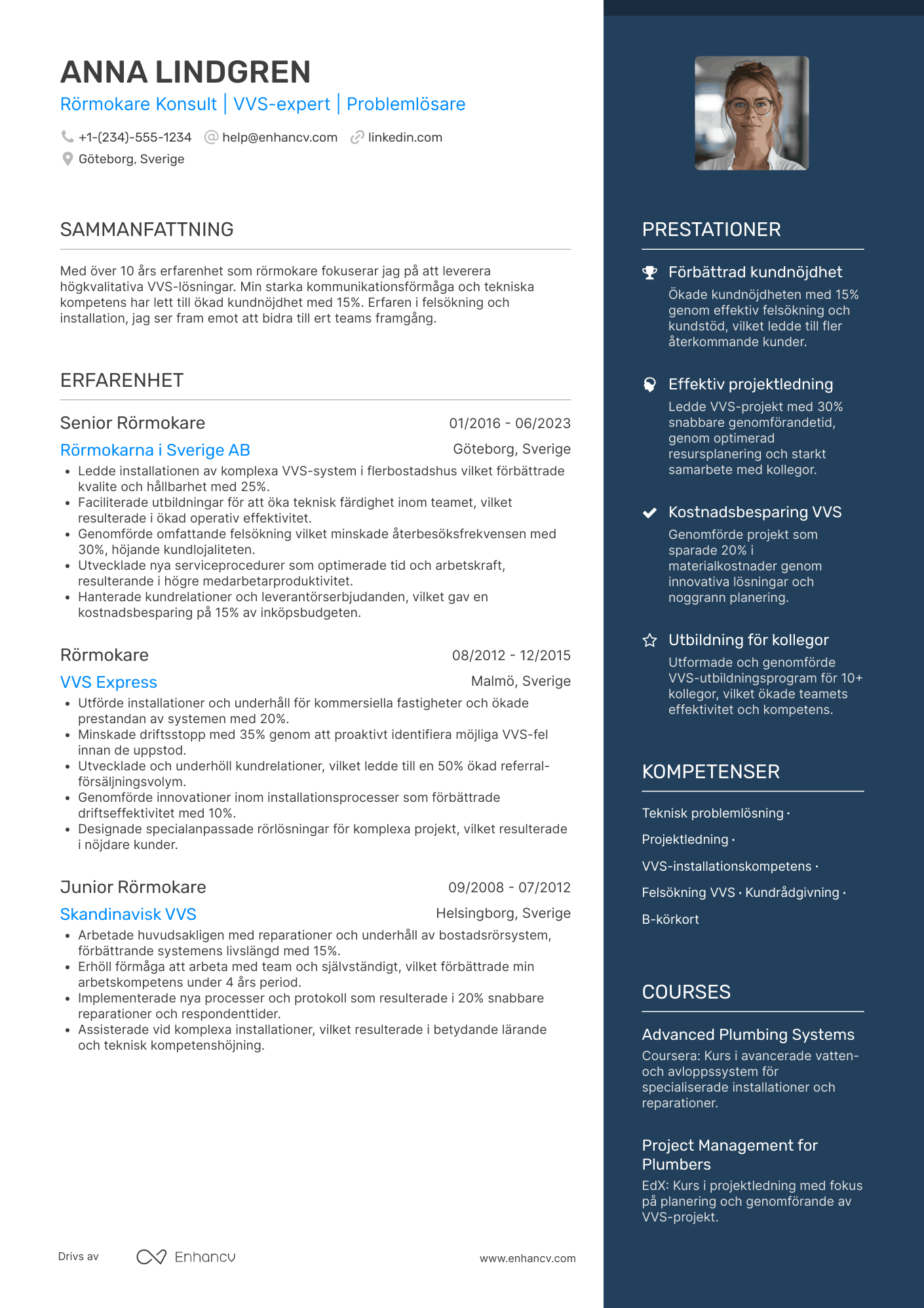 CV för Rörmokare Konsult