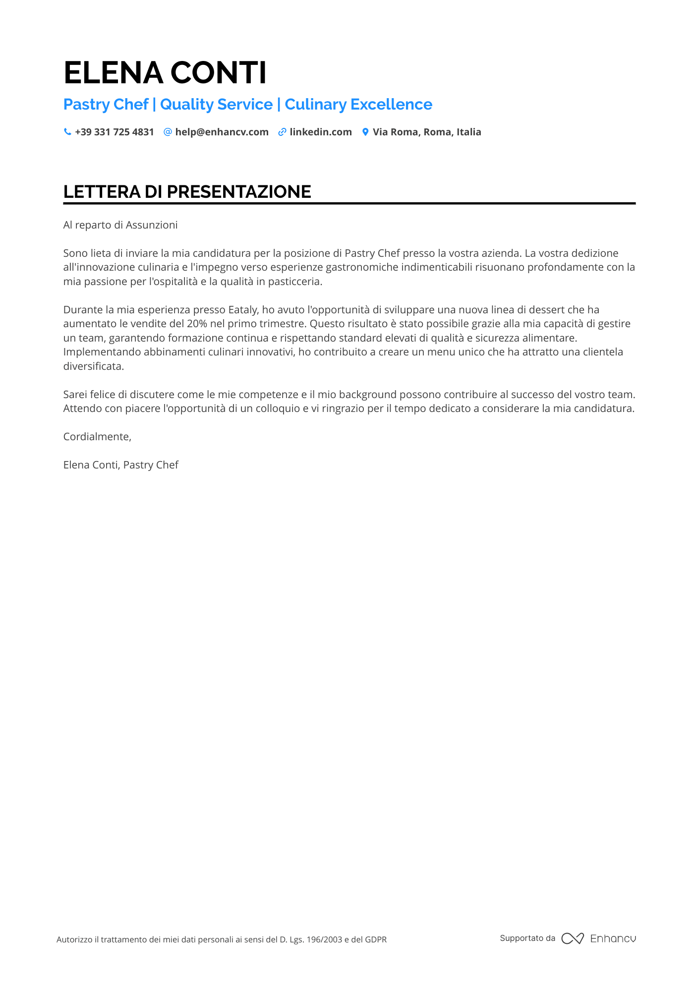 Pasticcere per Ristoranti