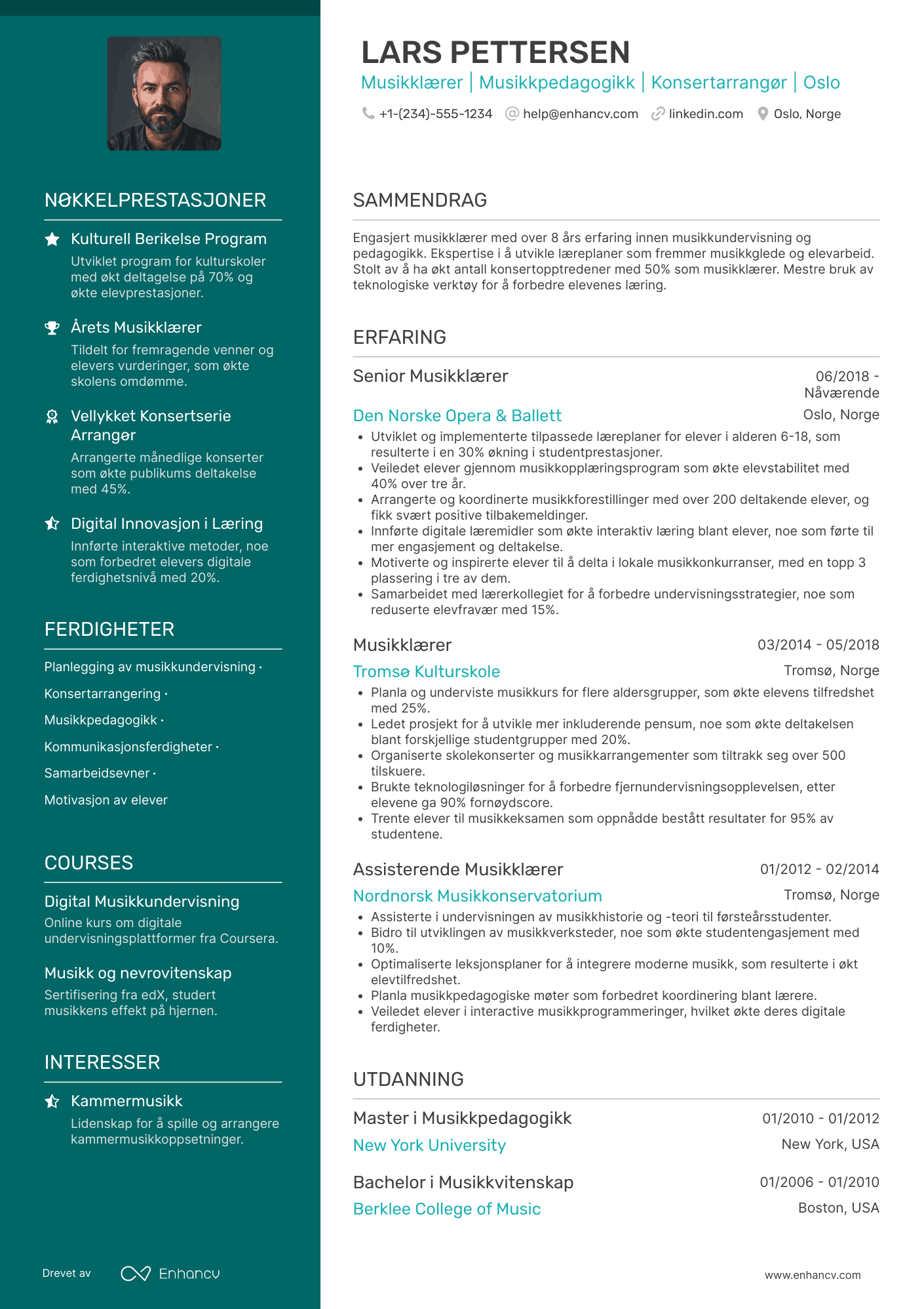 CV for Musiklærer