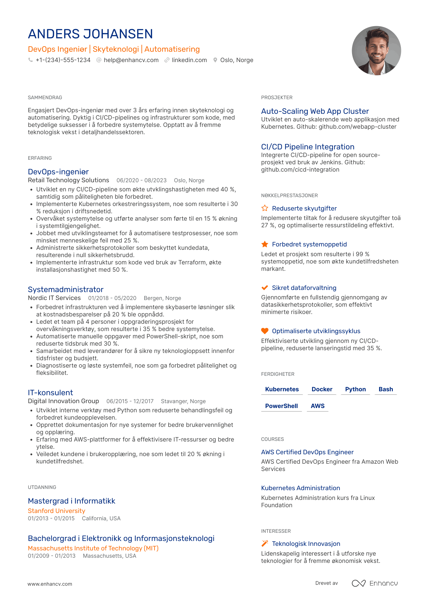 CV for DevOps ingeniør for detaljhandel