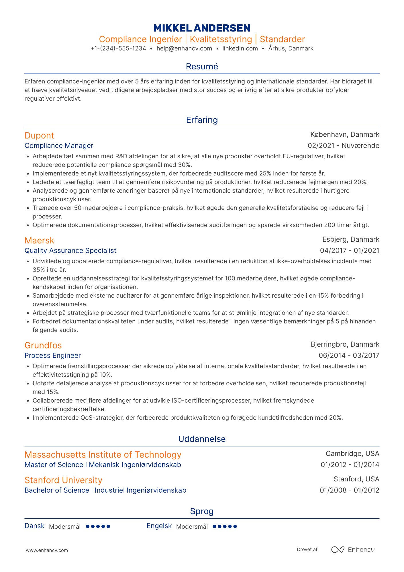 CV til Compliance ingeniør