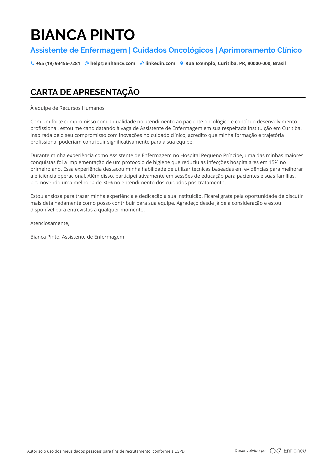 Estudante de Enfermagem em Oncologia