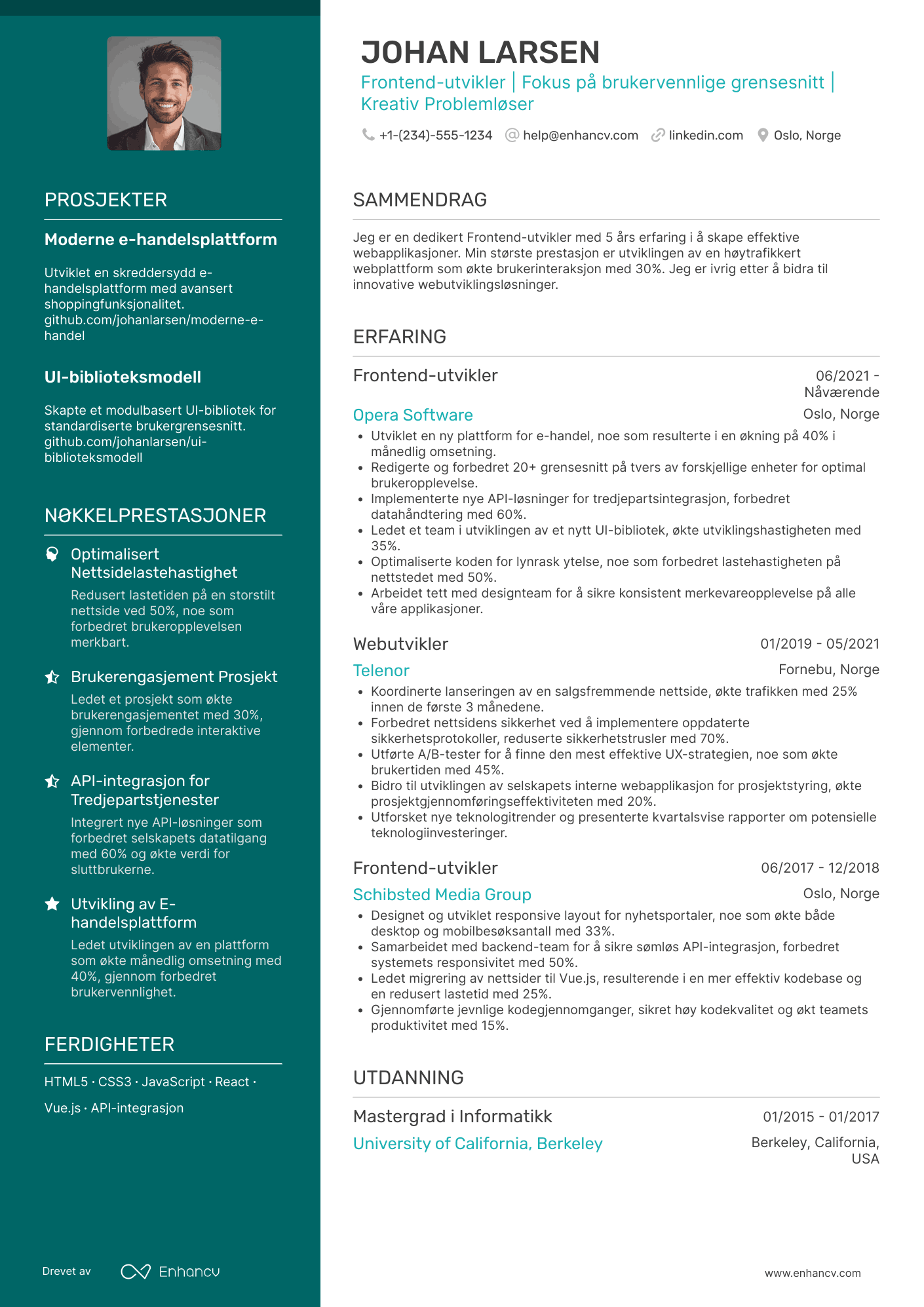 CV for Nybegynner Frontend‑utvikler