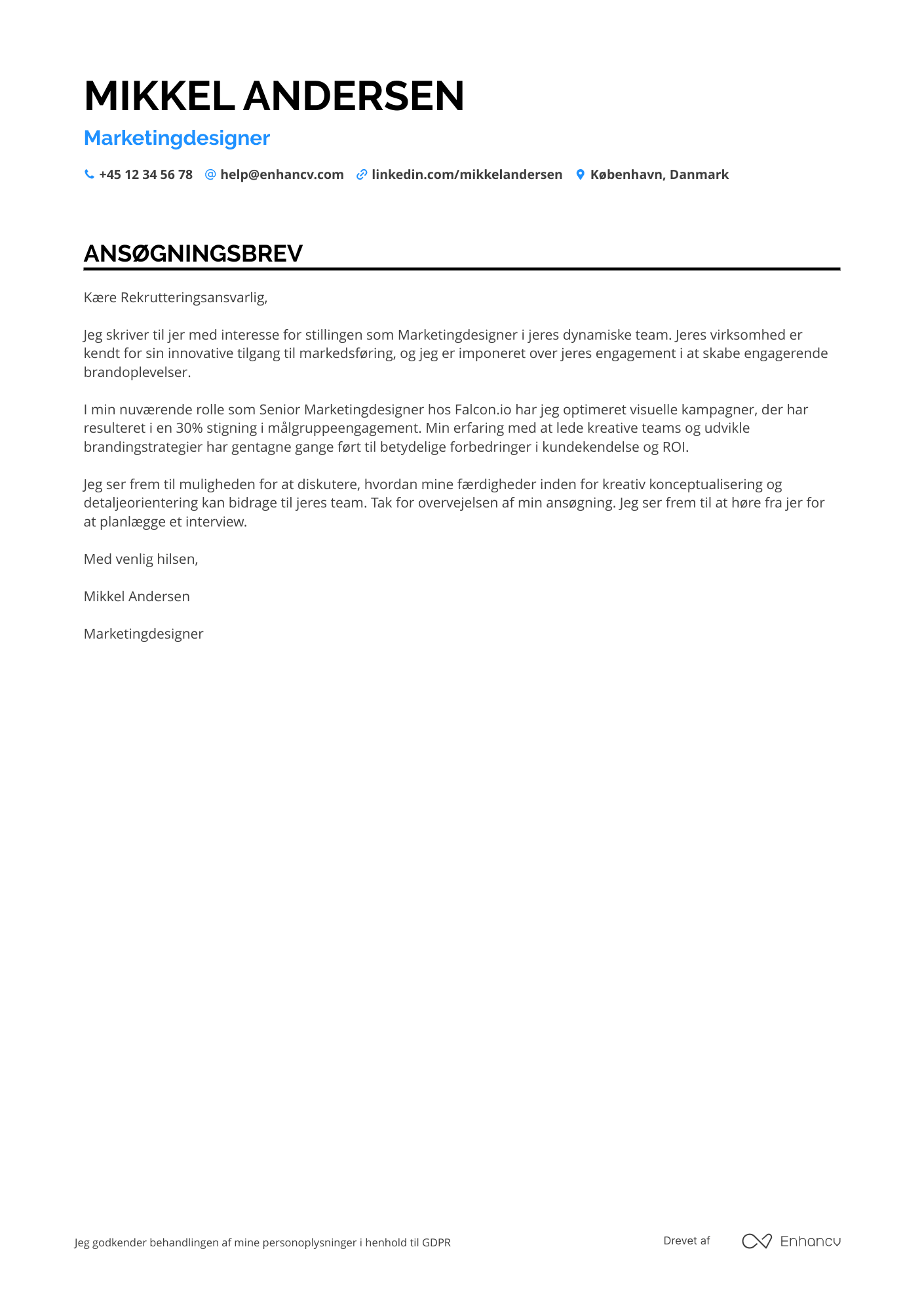 Ansøgningsbrev til Marketingdesigner