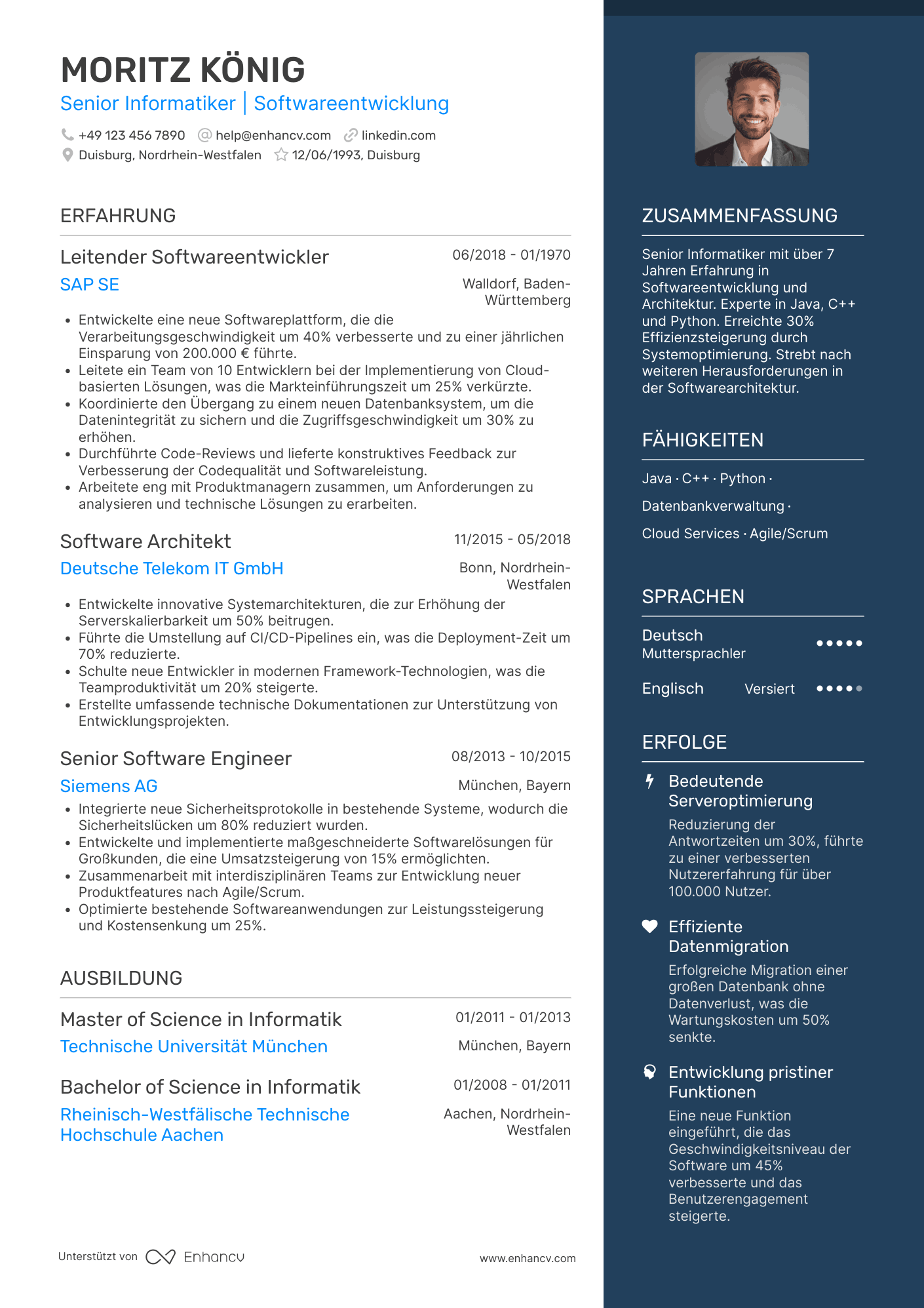 Lebenslauf als Senior Informatiker