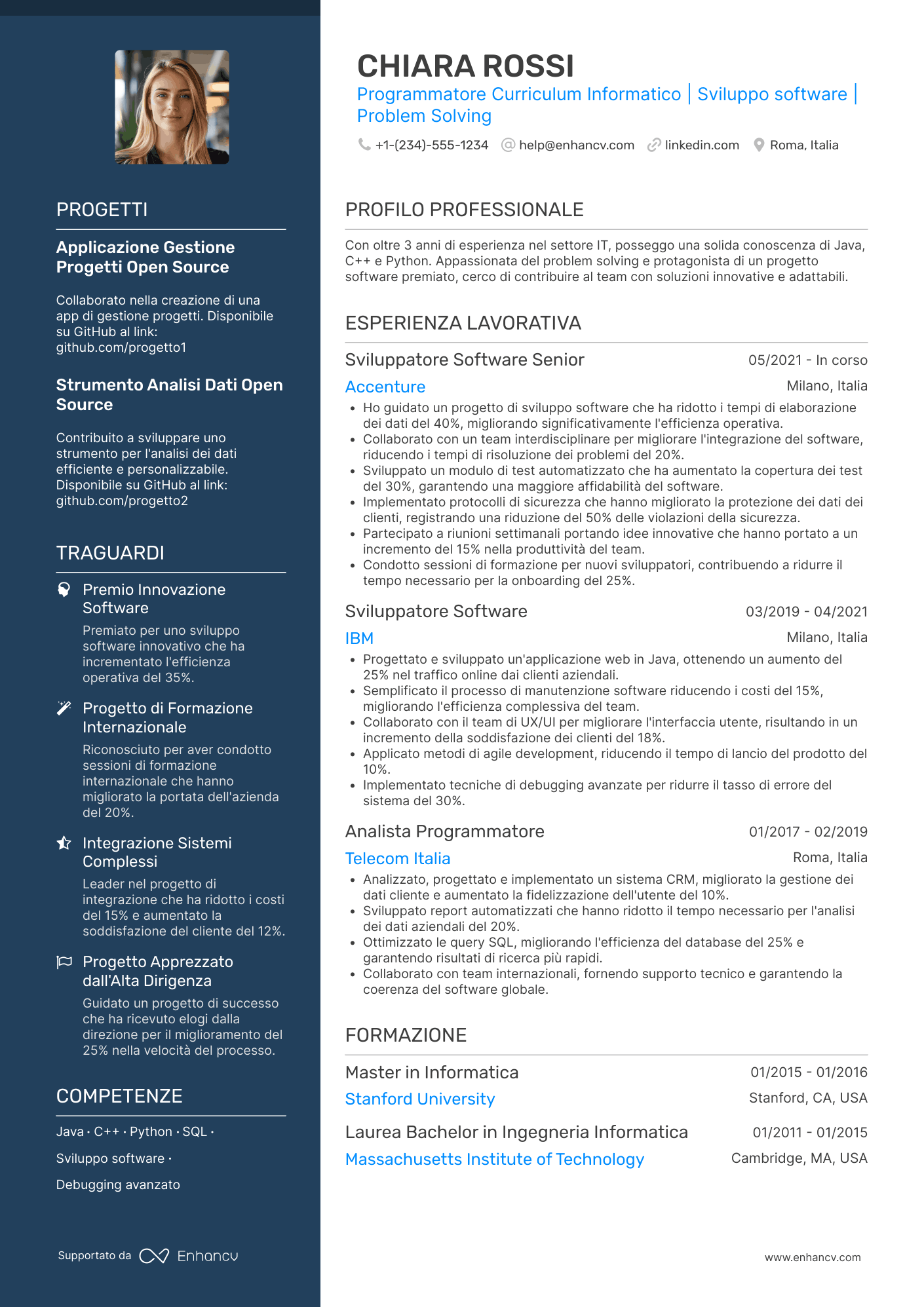 Curriculum informatico programmatore
