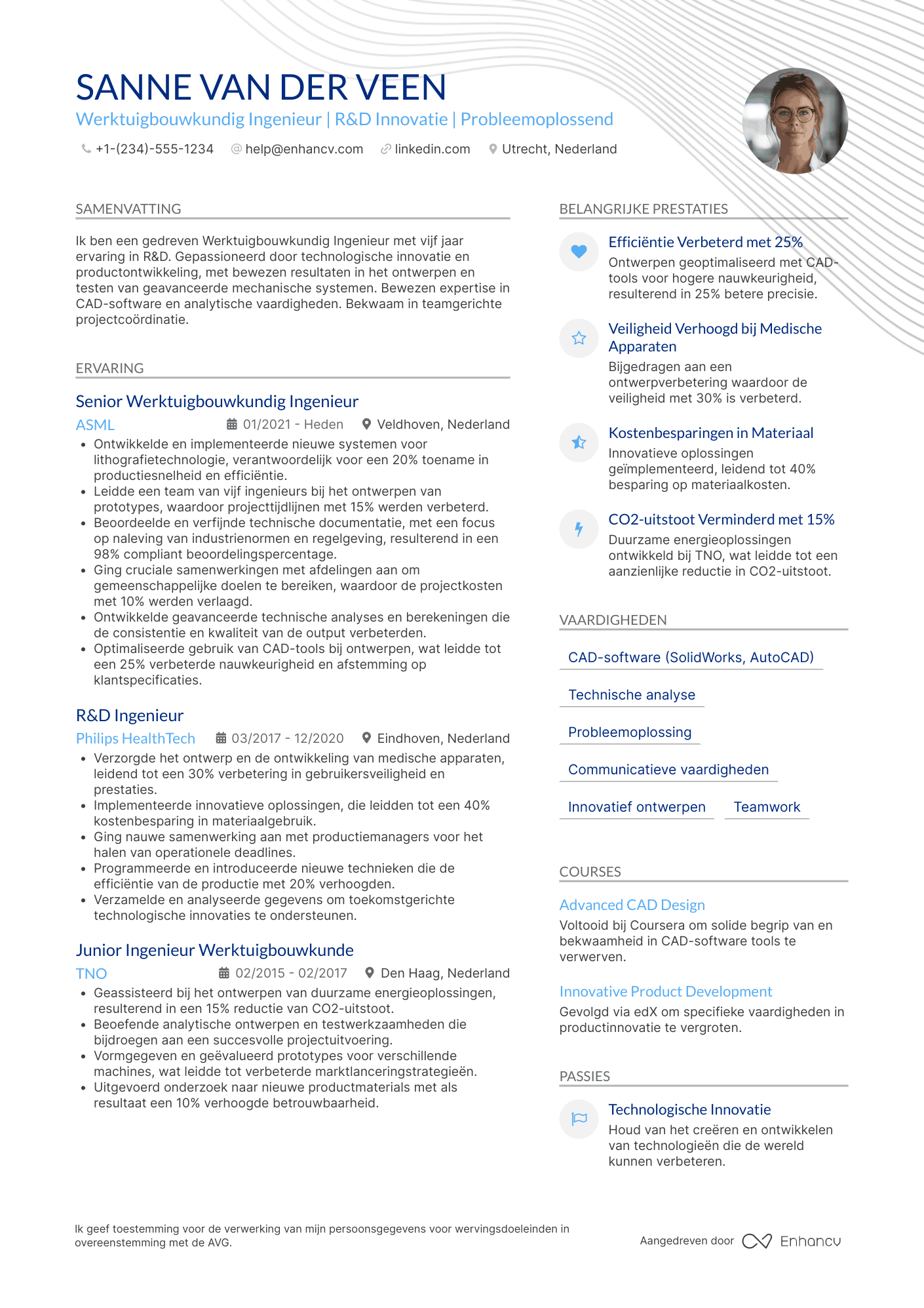 CV voor Werktuigbouwkundig Ingenieur R&D