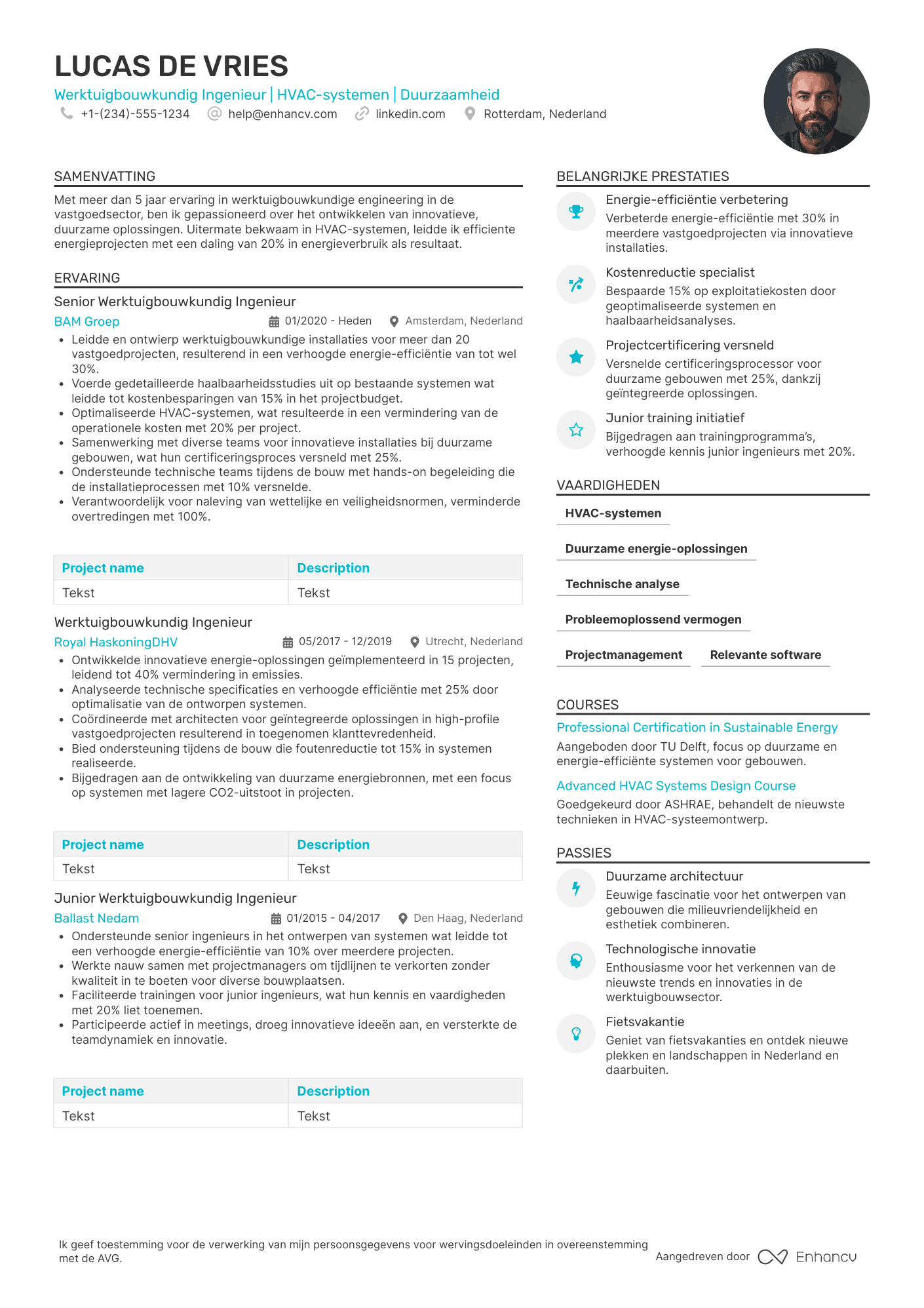 CV voor Werktuigbouwkundig Ingenieur Vastgoed