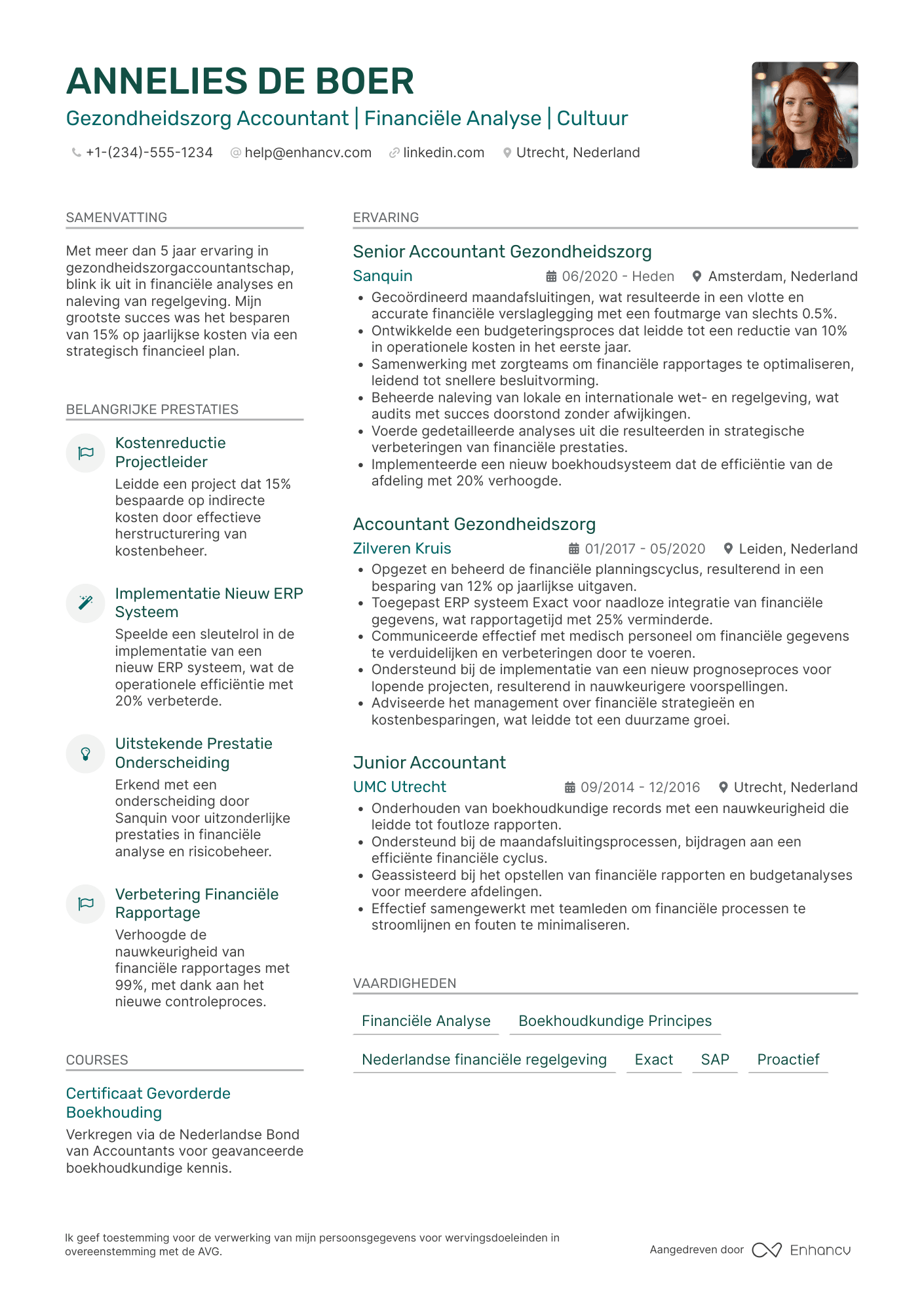 CV voor Gezondheidszorg Accountant