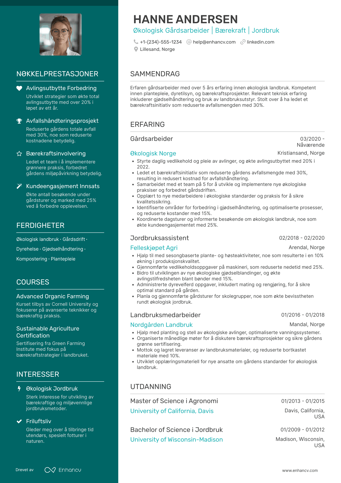 CV for Økologisk gårdsarbeider