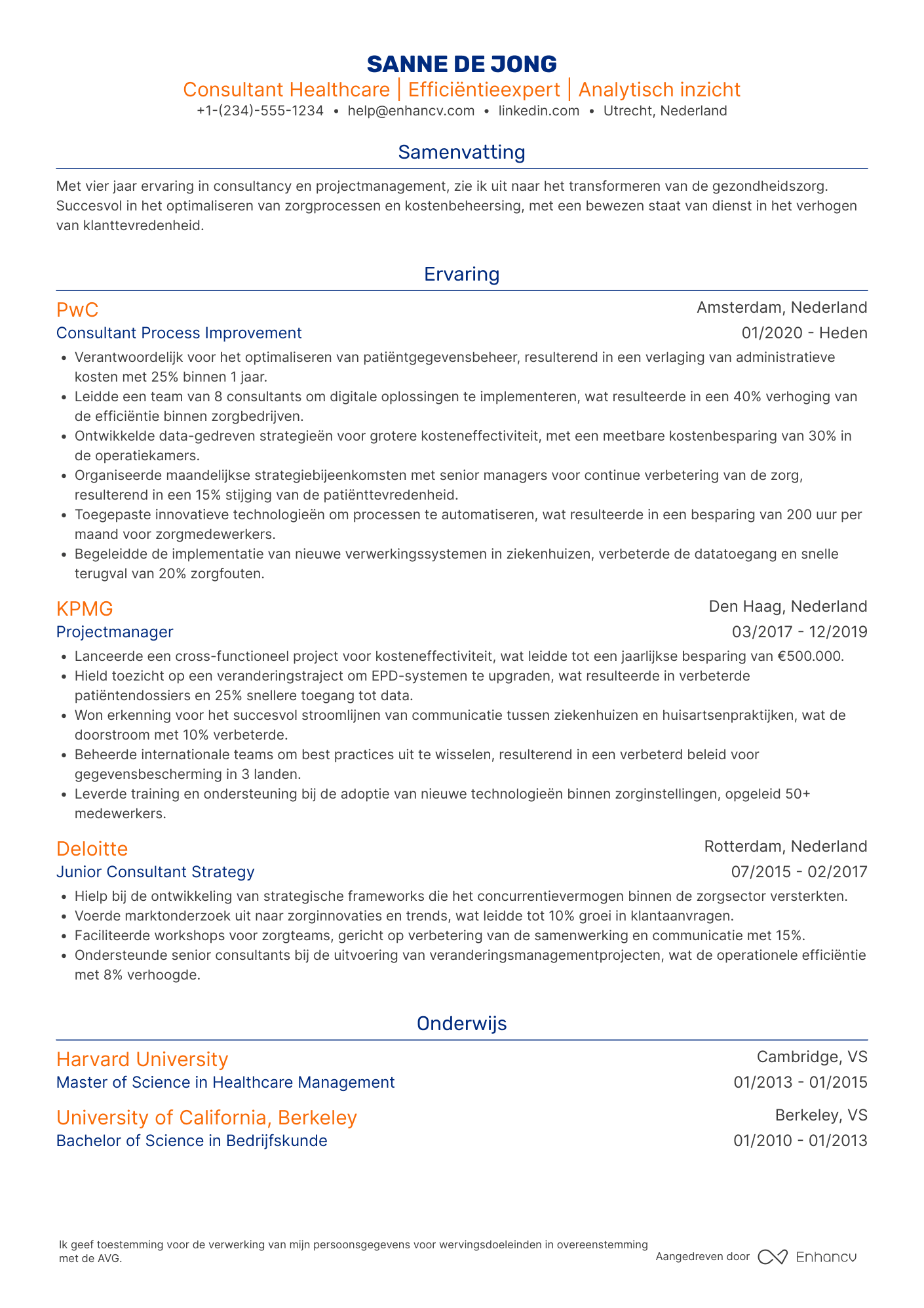 CV voor Carriereswitch Healthcare Consultant