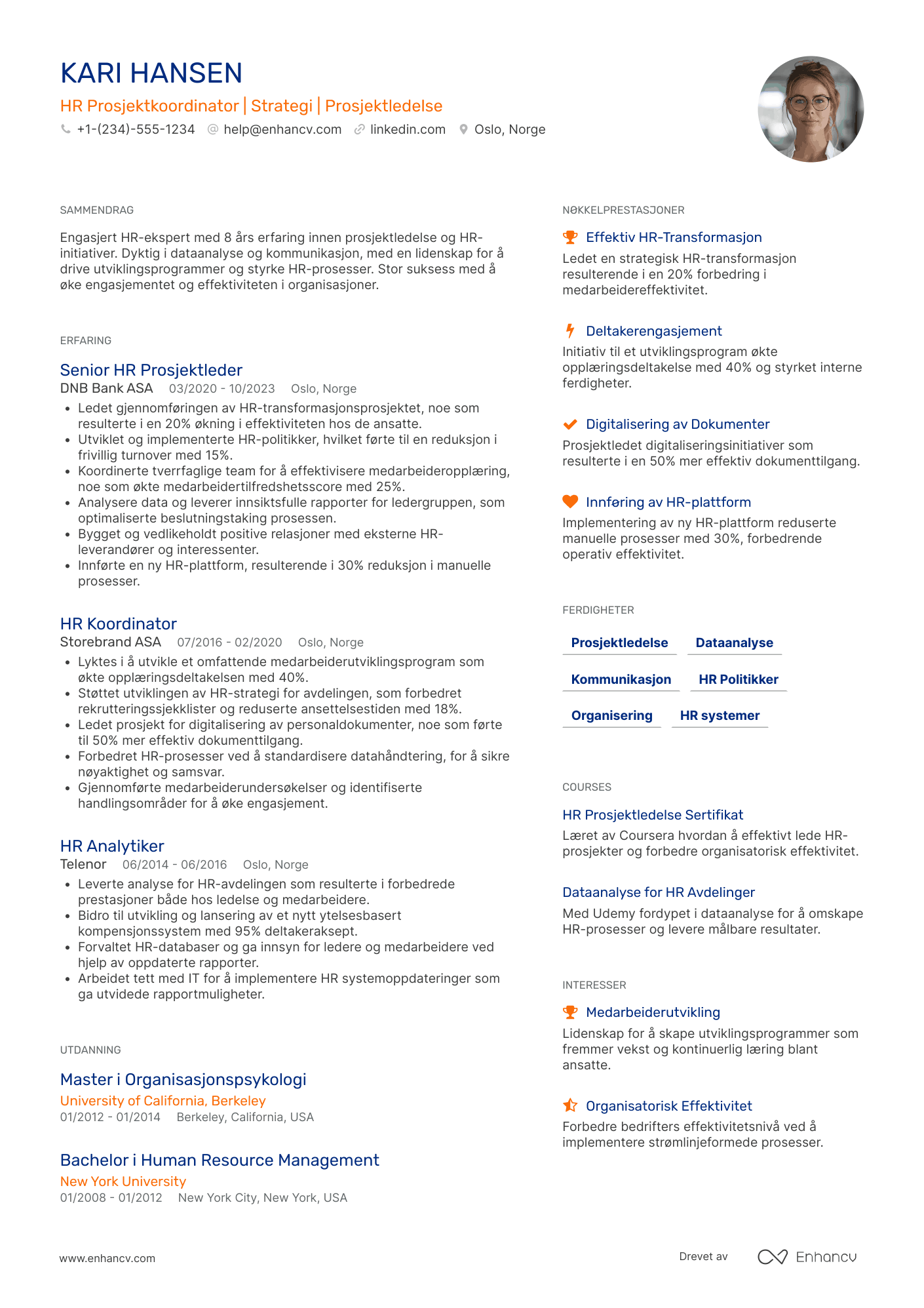 CV for HR Prosjektkoordinator