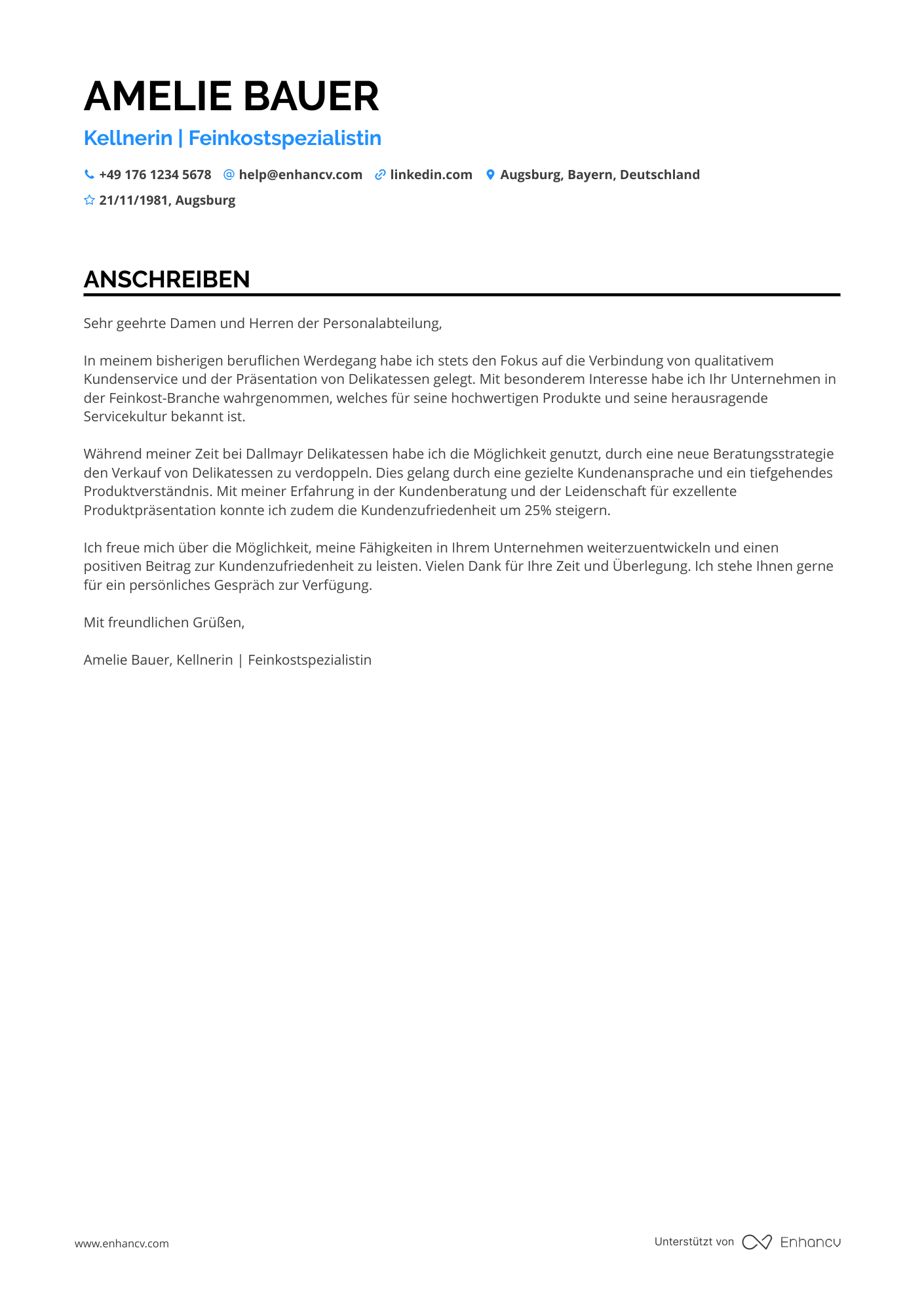 Kellner für Feinkostgeschäft
