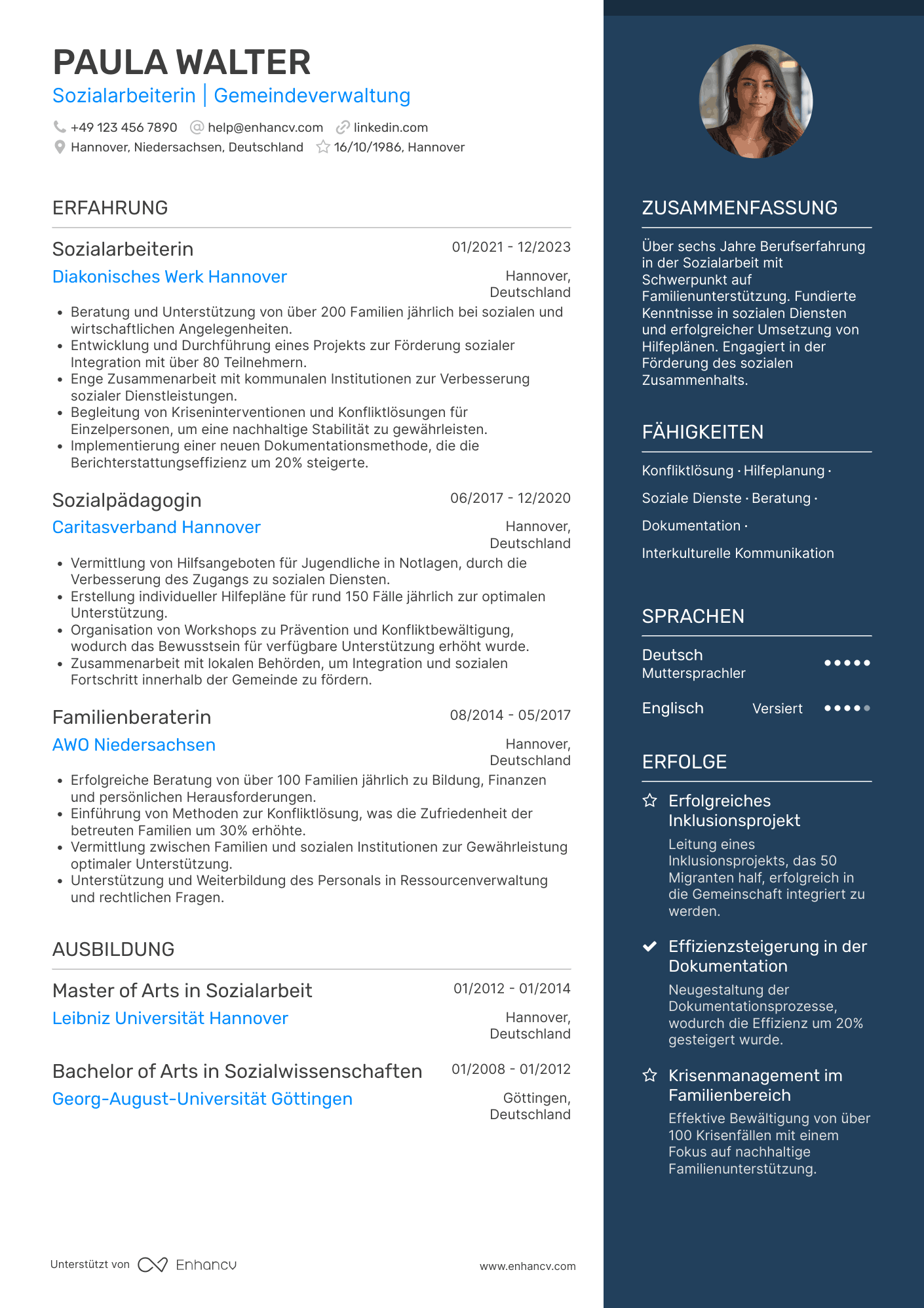 Lebenslauf in Sozialarbeiter in der Gemeindeverwaltung