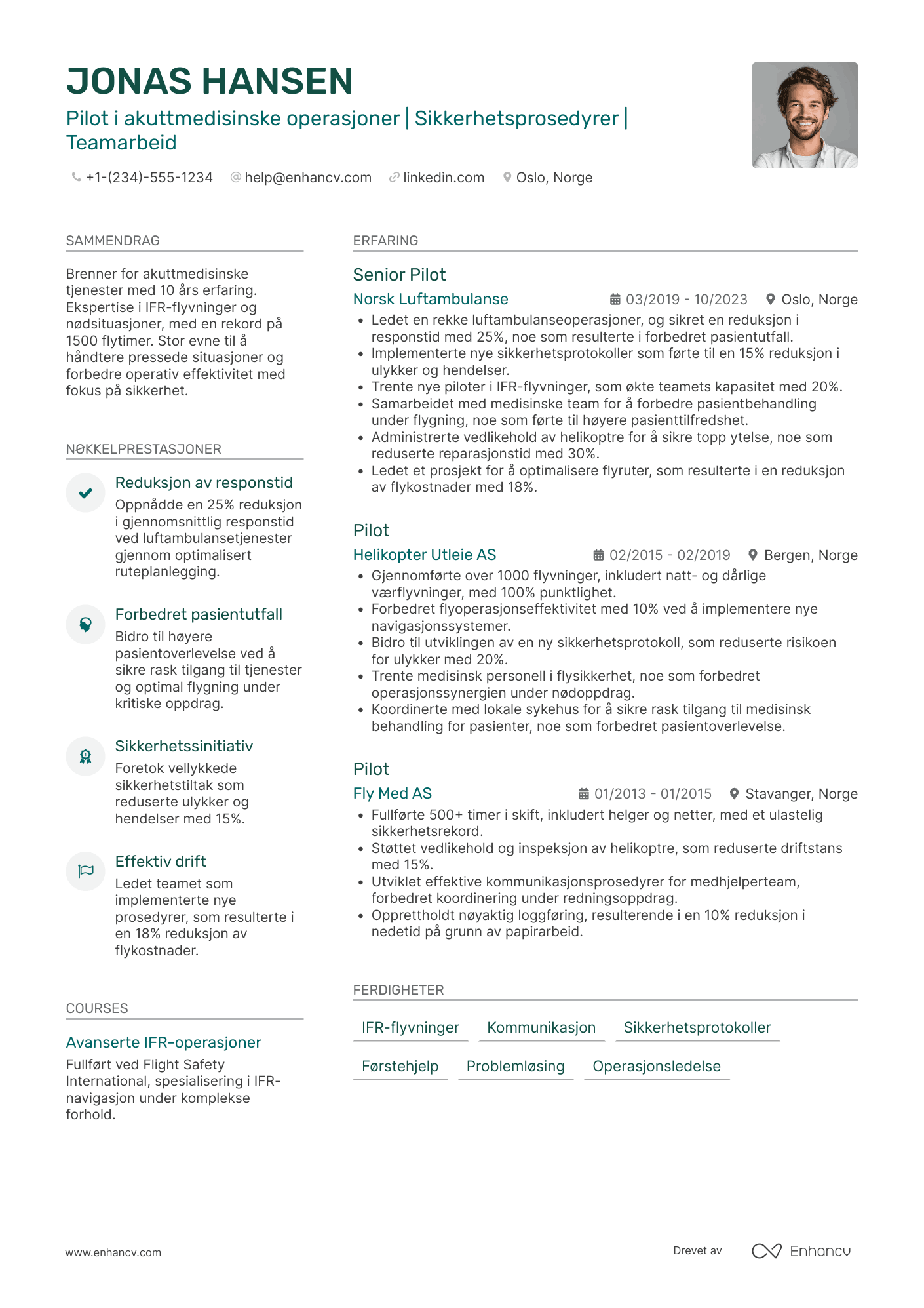 CV for Pilot i akuttmedisinske tjenester