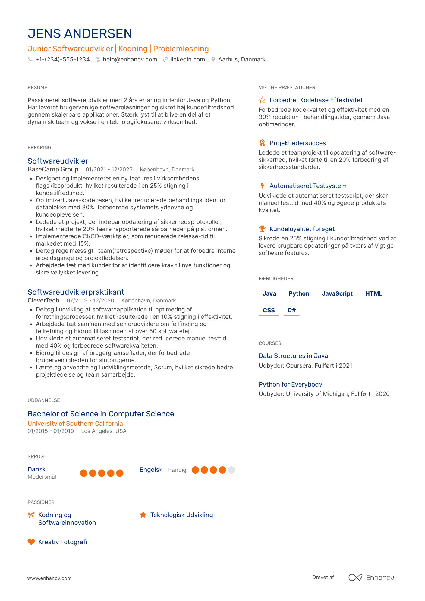 CV til Junior Softwareudvikler