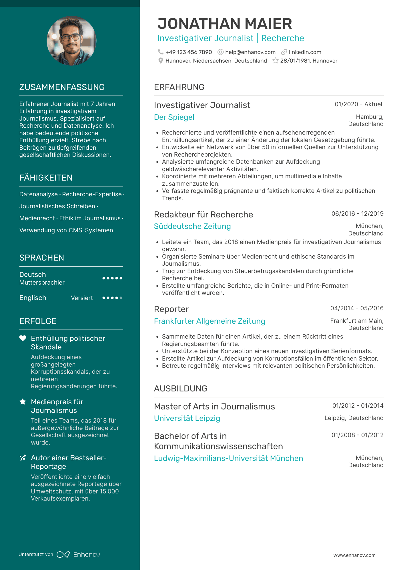 Lebenslauf als Investigativer Journalist