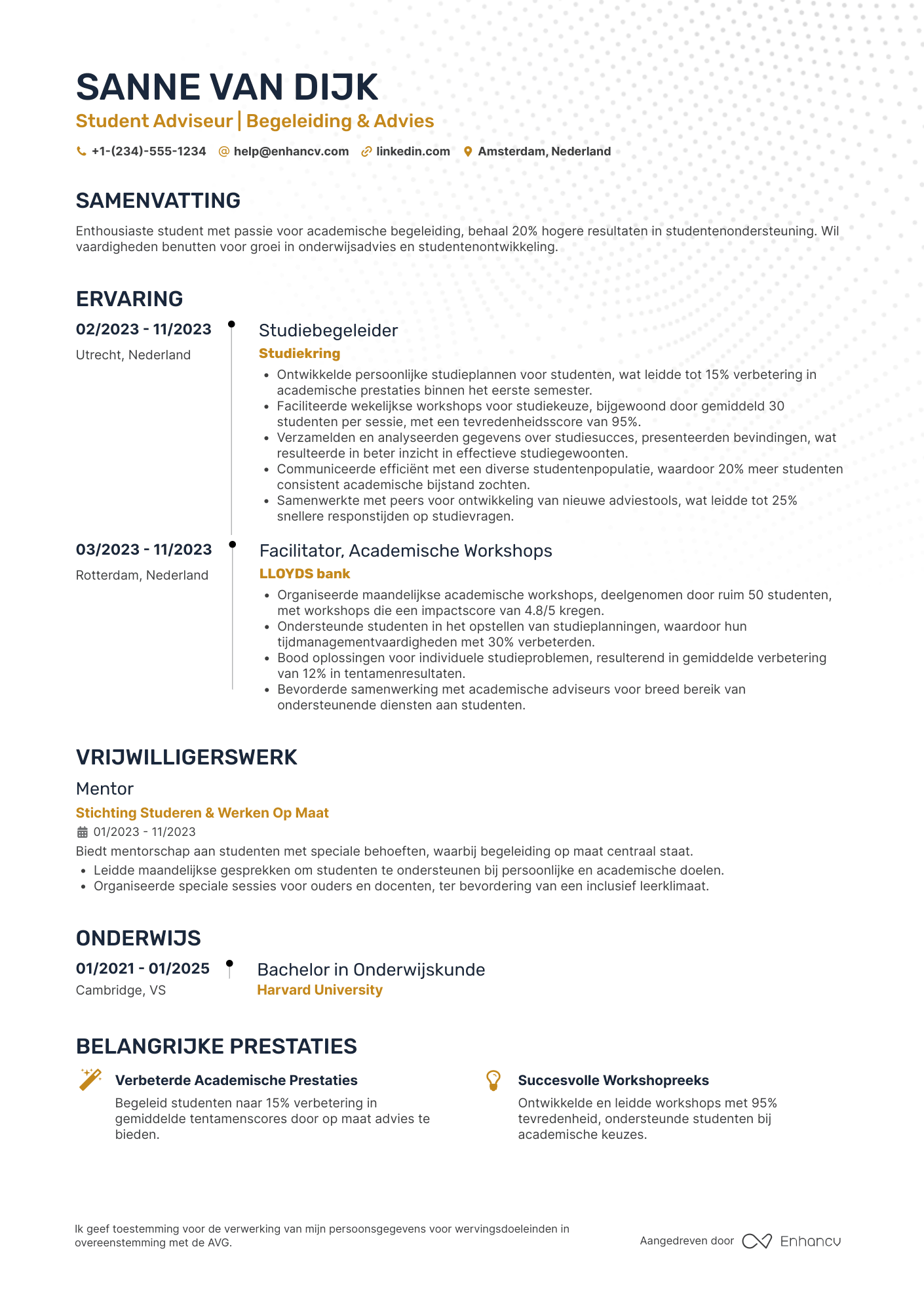 CV voor Student Adviseur