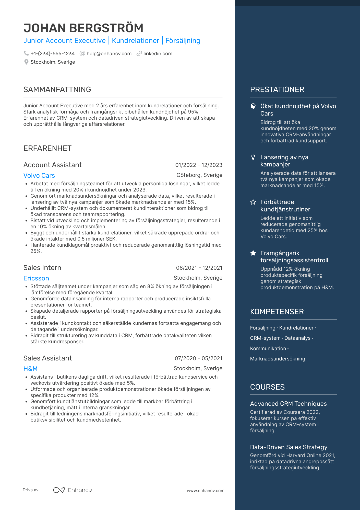 CV för Junior Account Executive