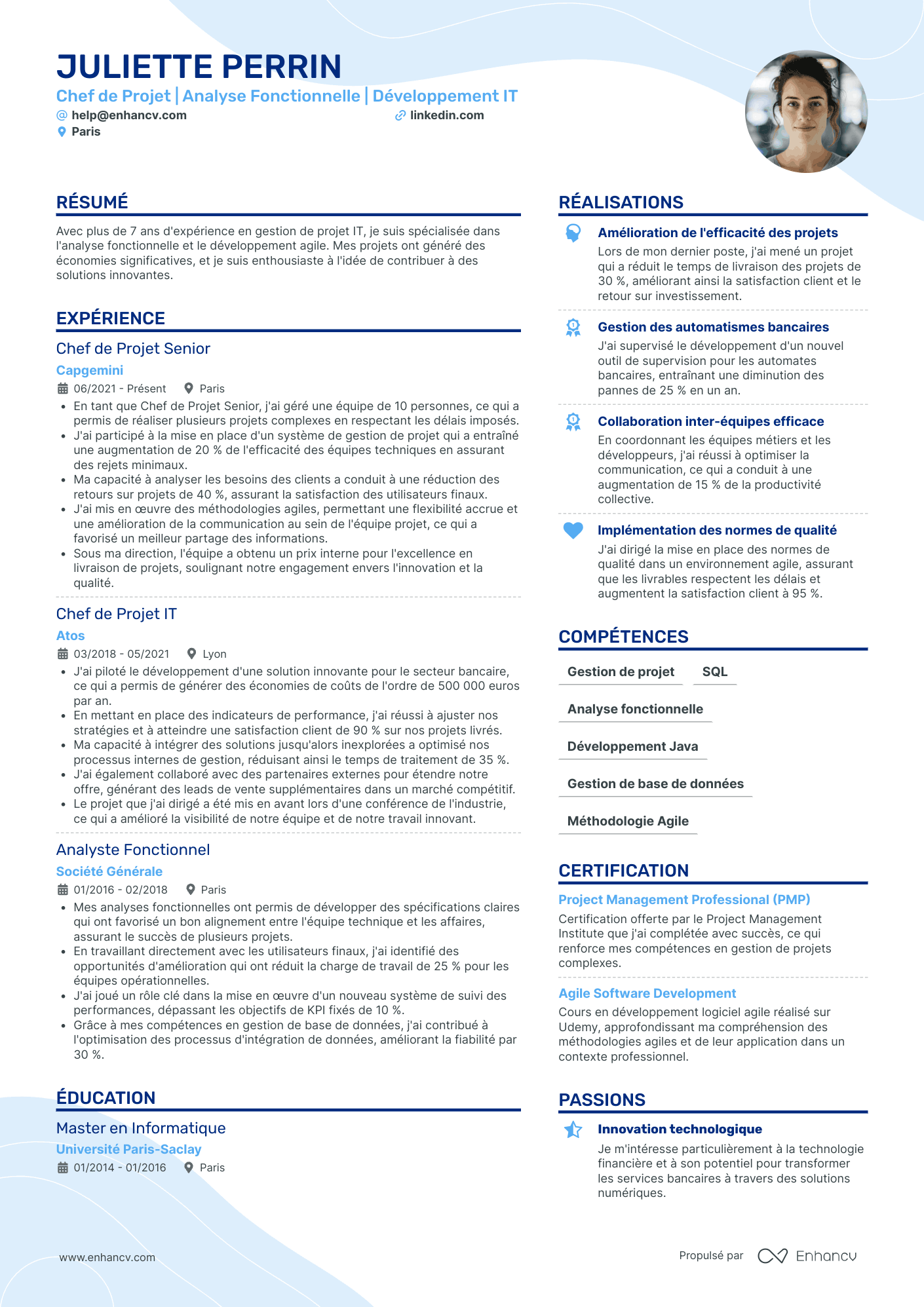 Chef de Projet Informatique Exemples de CV