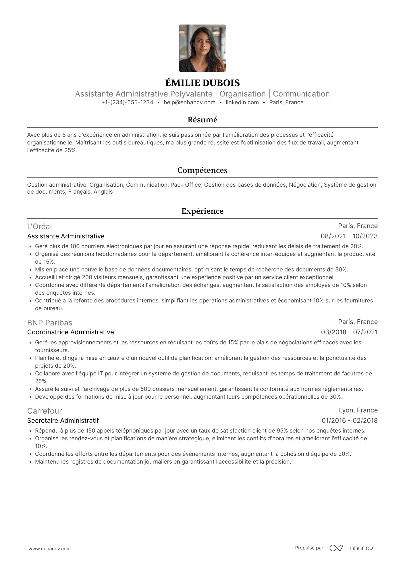 CV d’assistant administratif polyvalent