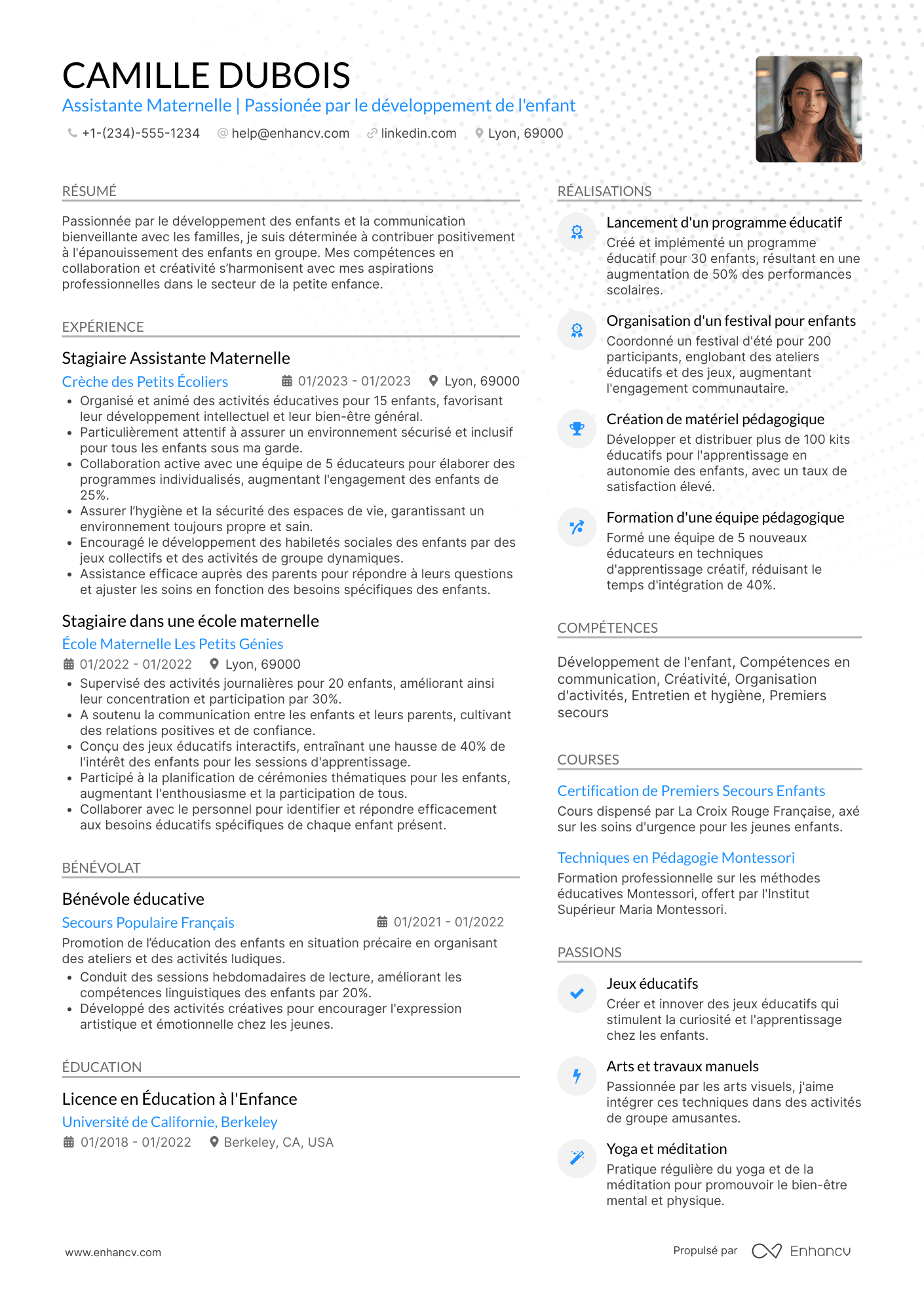 CV pour une reconversion en assistante maternelle