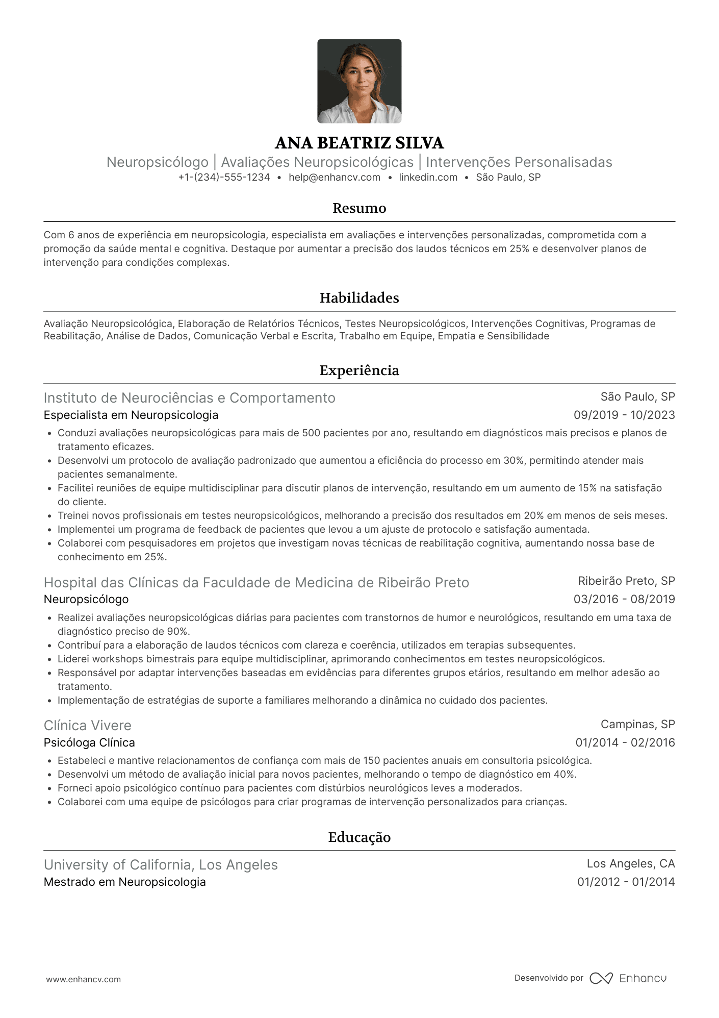 Currículo de neuropsicólogo