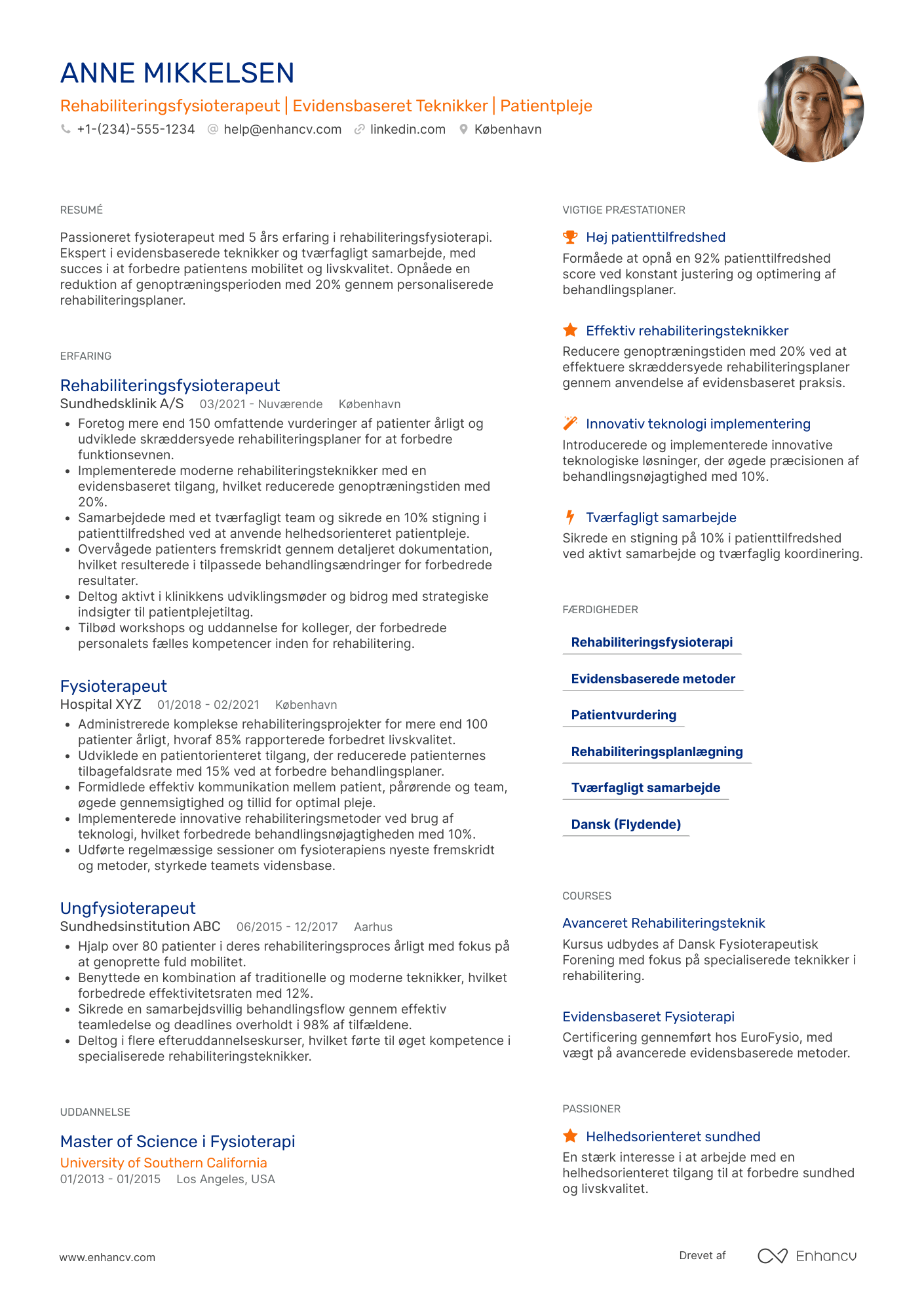 CV til Rehabiliteringsfysioterapeut
