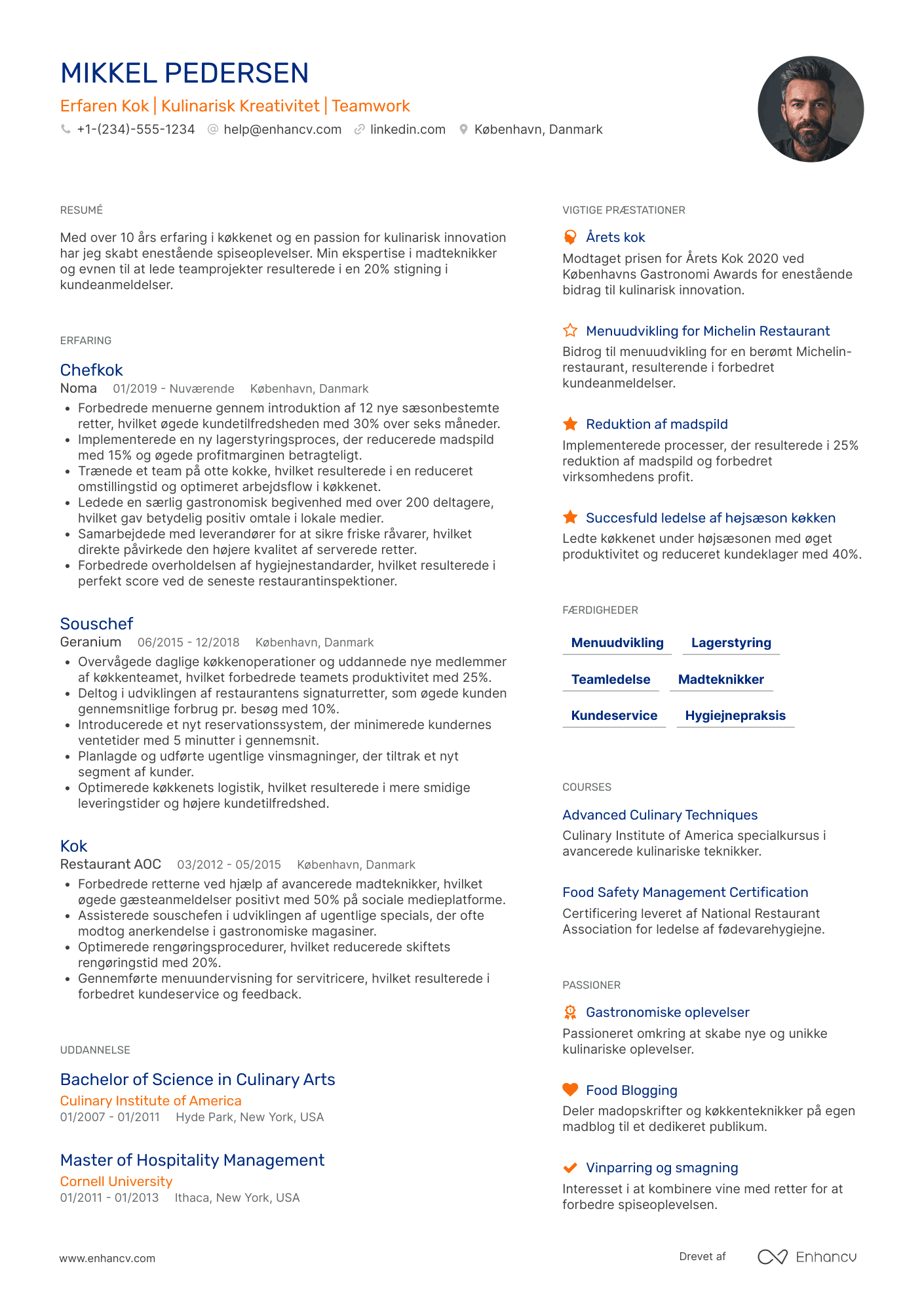 CV til Erfaren kok