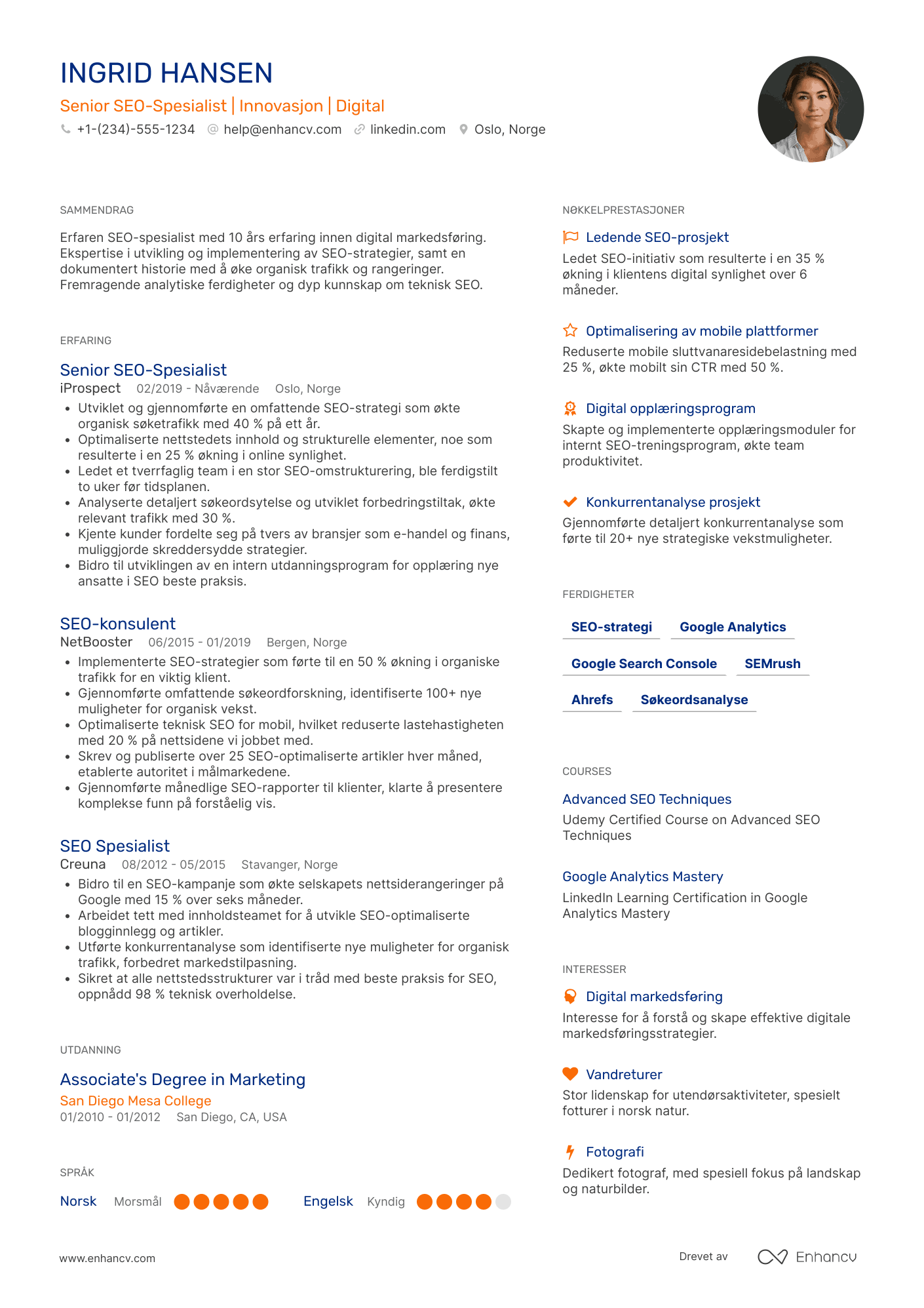 CV for Senior SEO Spesialist