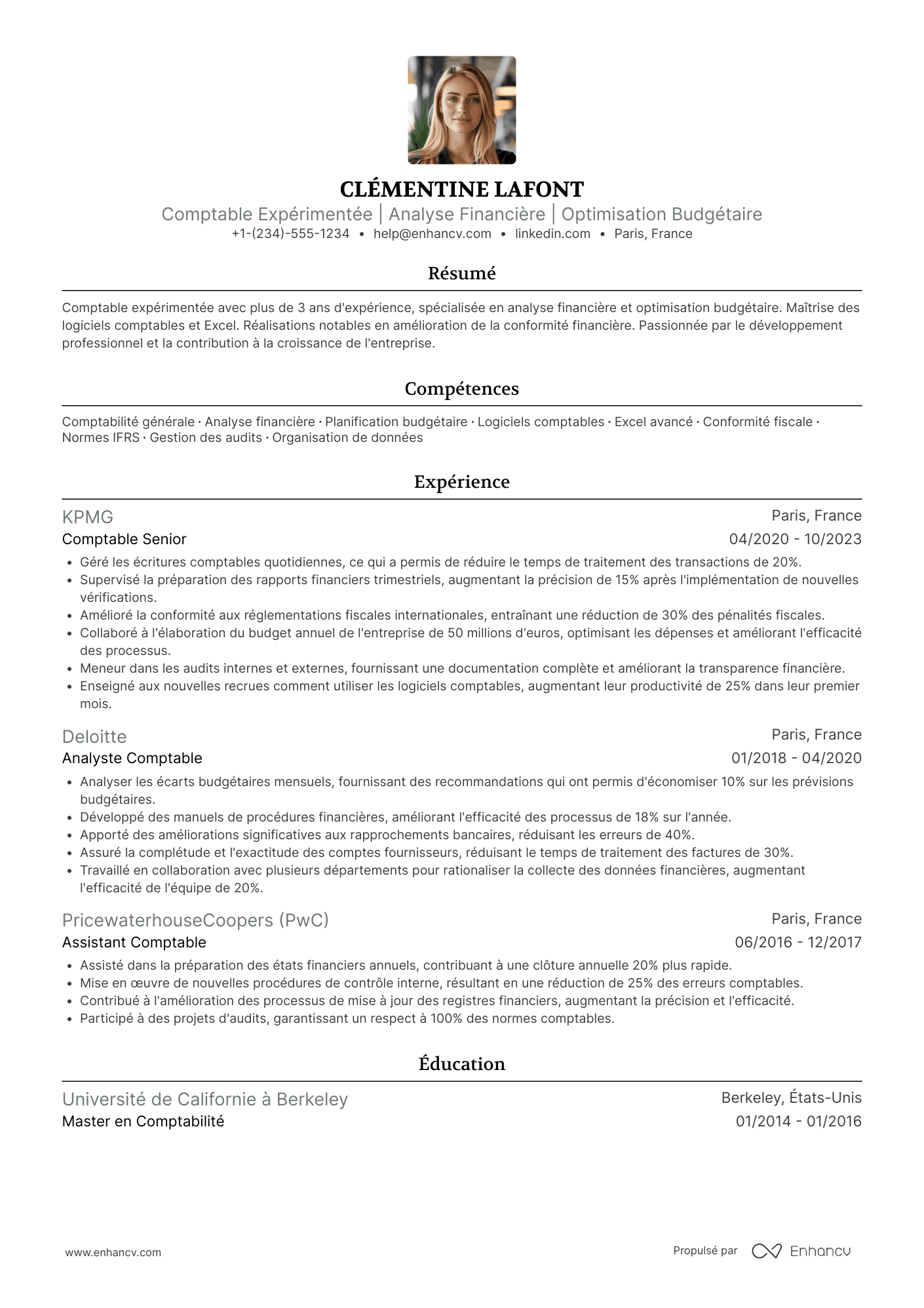 Exemple de CV pour un comptable