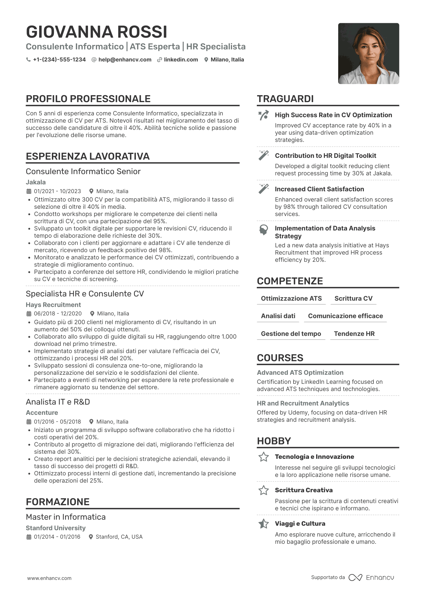 Curriculum vitae consulente informatico